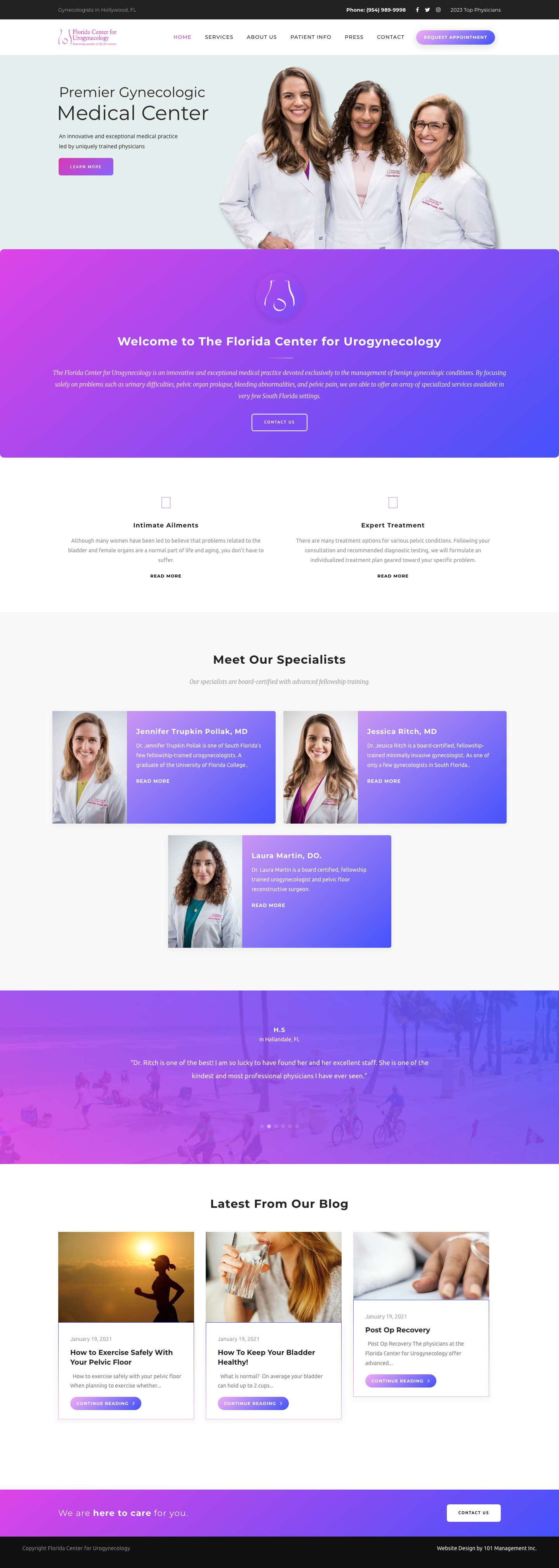 Florida Center for Urogynecology | Gynecologist Hollywood, FL - Full Screenshot