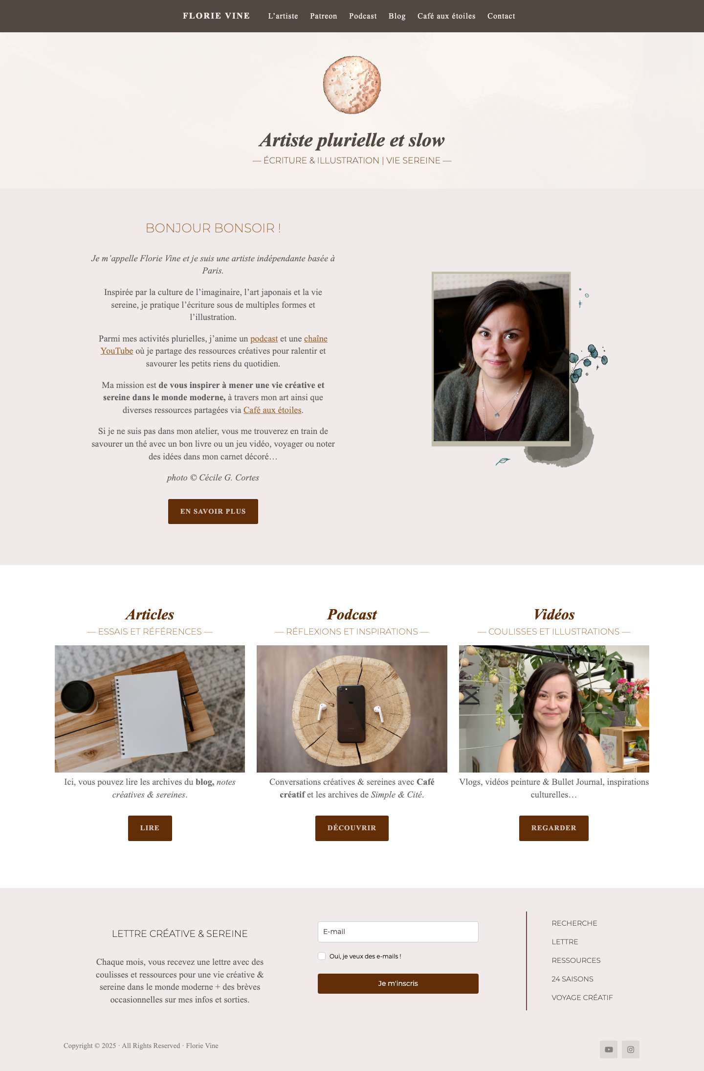 Florie Vine – ▼ Notes créatives & sereines ▼ - Full Screenshot