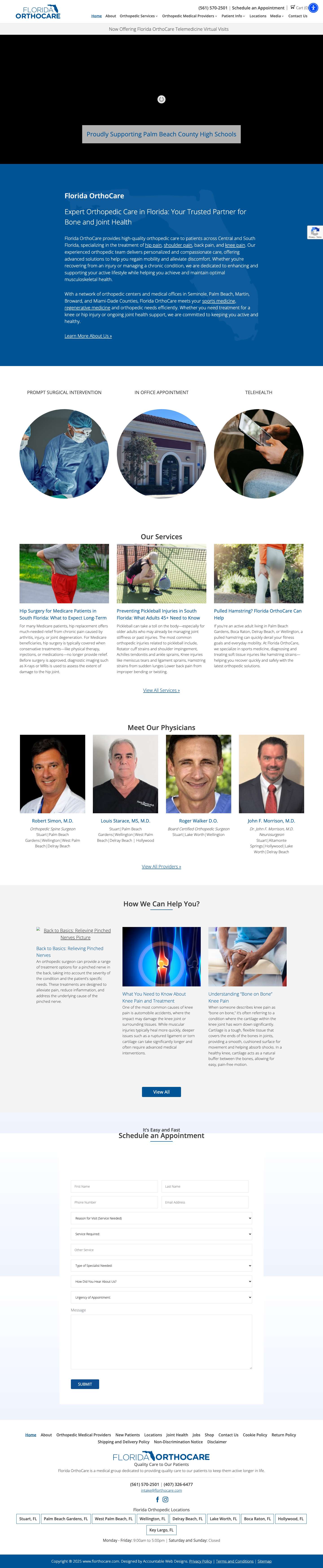 South Florida Orthopedic Surgeons | Florida OrthoCare - Full Screenshot