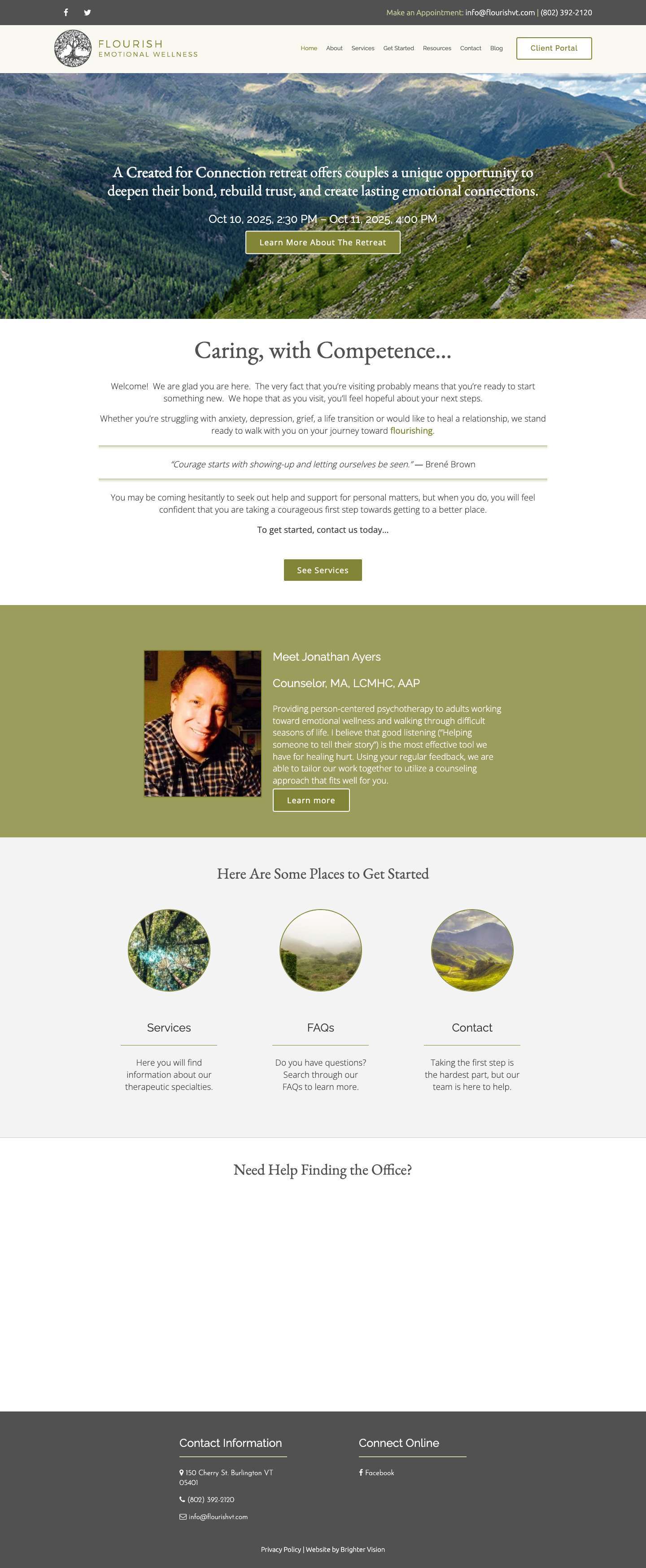 Flourish Emotional Wellness | Counseling | Burlington, VT 05401FacebookTwitter - Full Screenshot