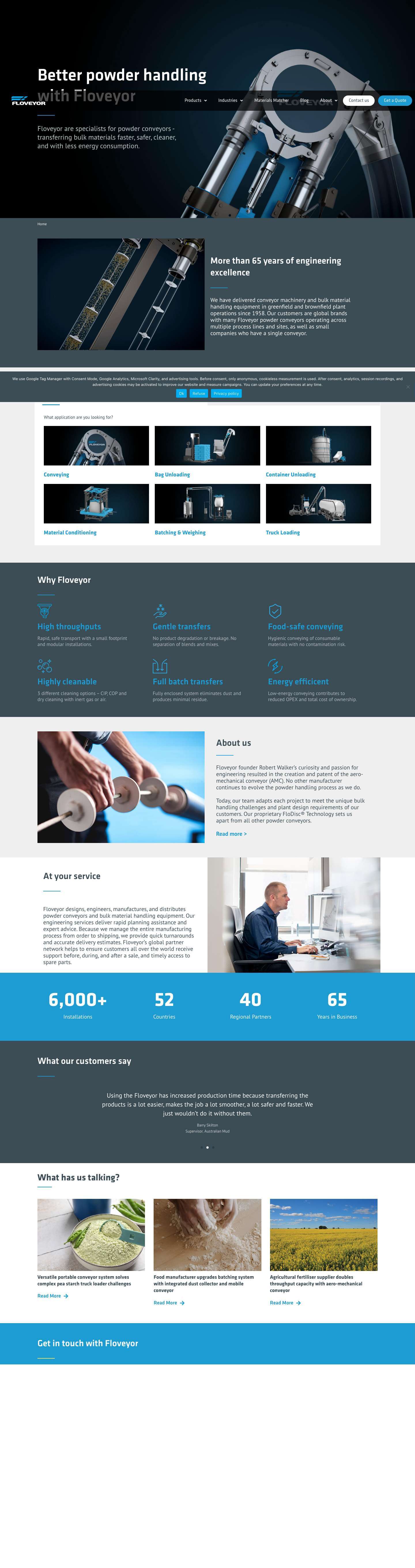 Floveyor | Powder Conveyors for Better Powder Handling - Full Screenshot