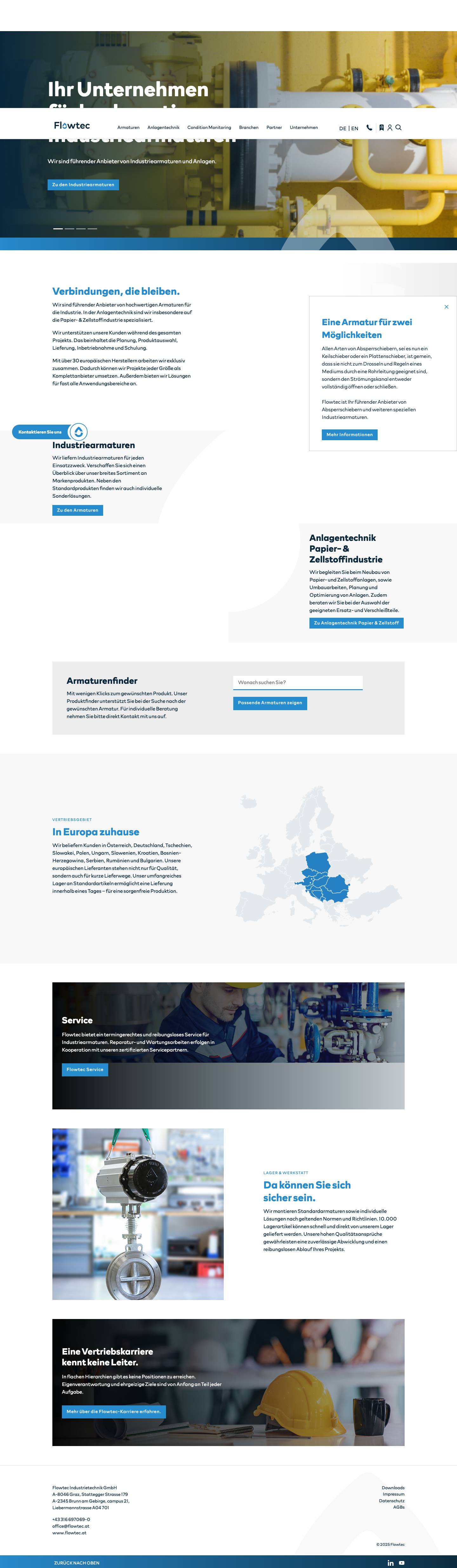 Ihr Partner für Industriearmaturen & Anlagentechnik | flowtec.at - Full Screenshot