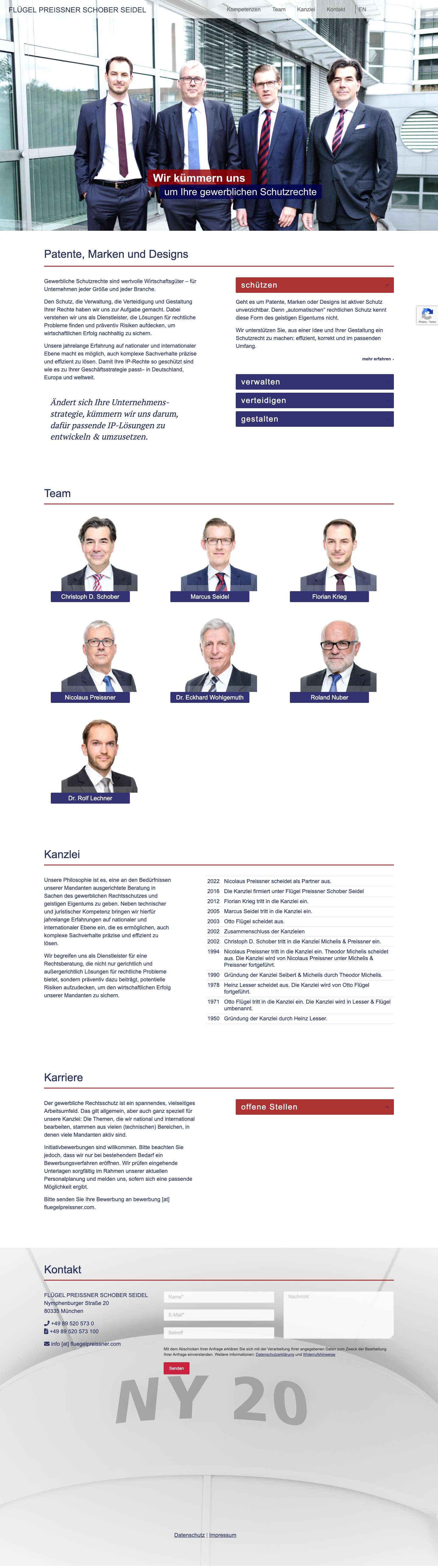 Flügel Preissner Schober Seidel - Patentanwälte, Rechtsanwalt - Full Screenshot