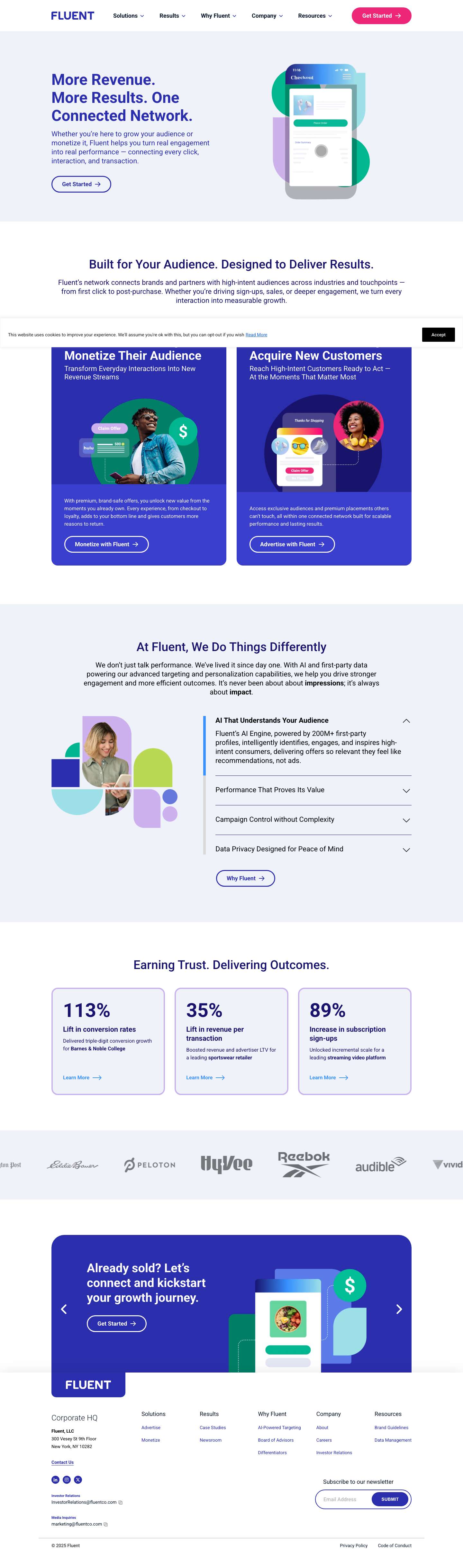 Fluent | AI‑Powered Commerce Media Solutions for GrowthFluent logoFluent logoLinkedInInstagramTwitter - Full Screenshot