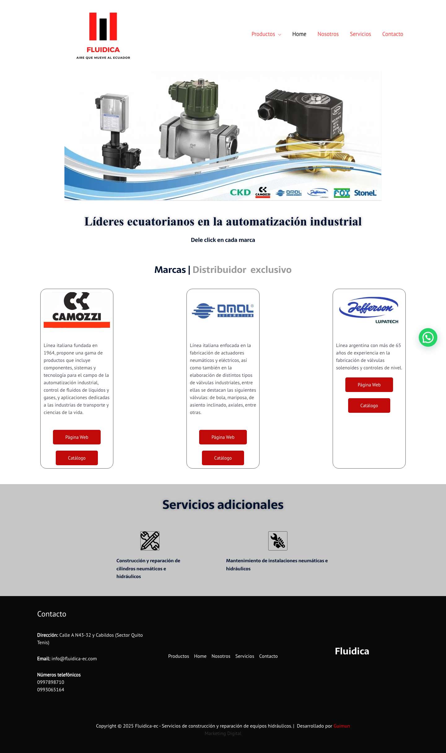 Home | Fluidica-ec - Servicios de construcción y reparación de equipos hidráulicos.WhatsApp - Full Screenshot