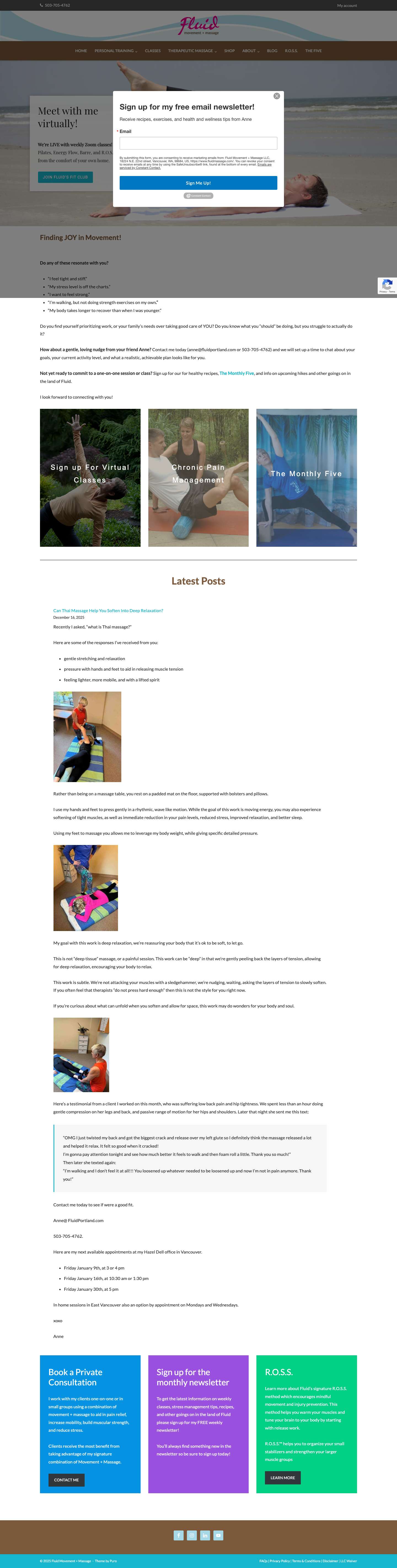 Fluid Movement + Massage LLC - Finding JOY in Movement!FacebookInstagramLinkedInYouTube - Full Screenshot