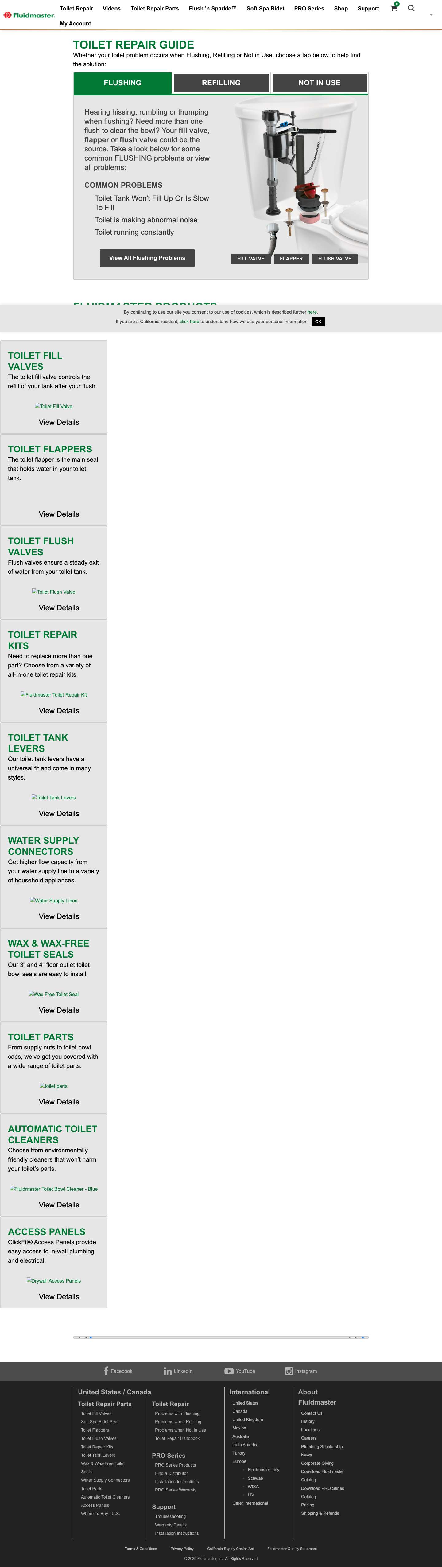 Toilet Parts & Repair | How To Fix a Toilet | Fluidmaster - Full Screenshot