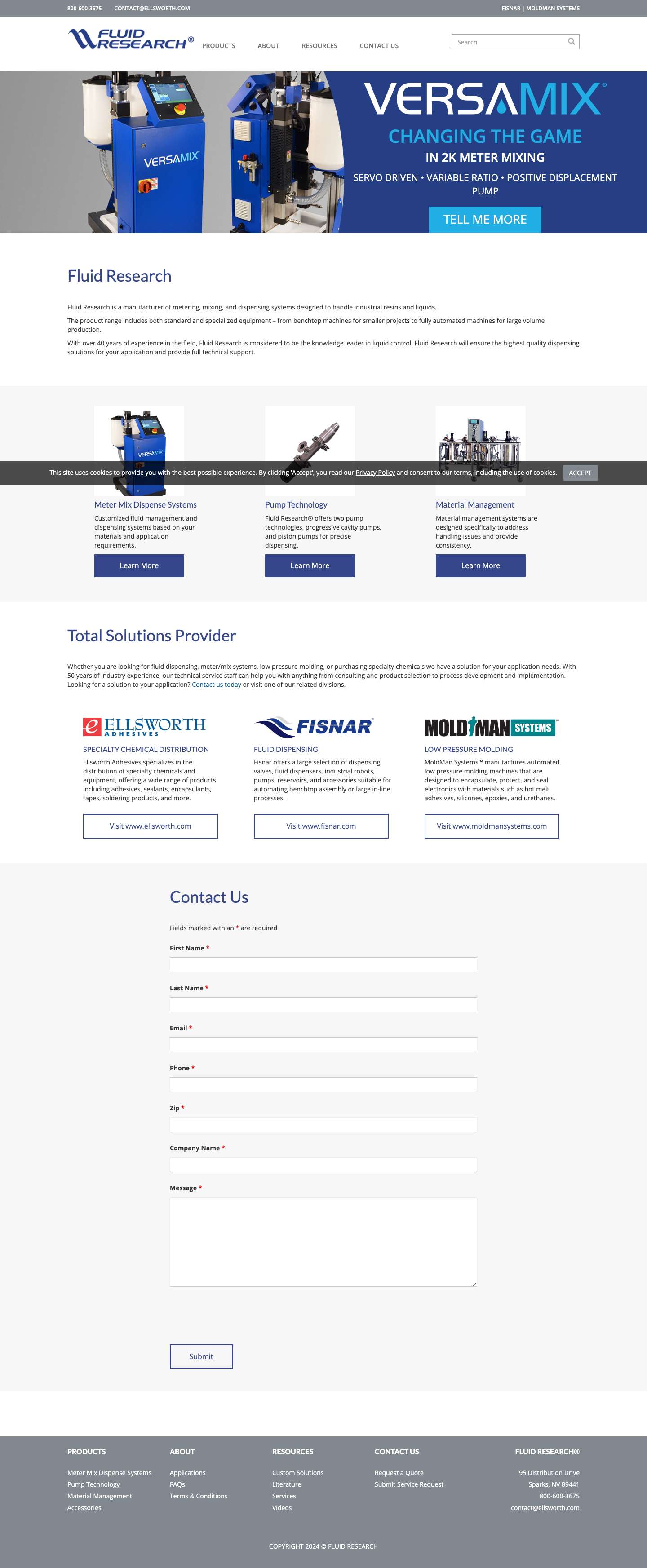 Meter, Mixing, and Dispensing Solutions - Fluid Research® - Full Screenshot