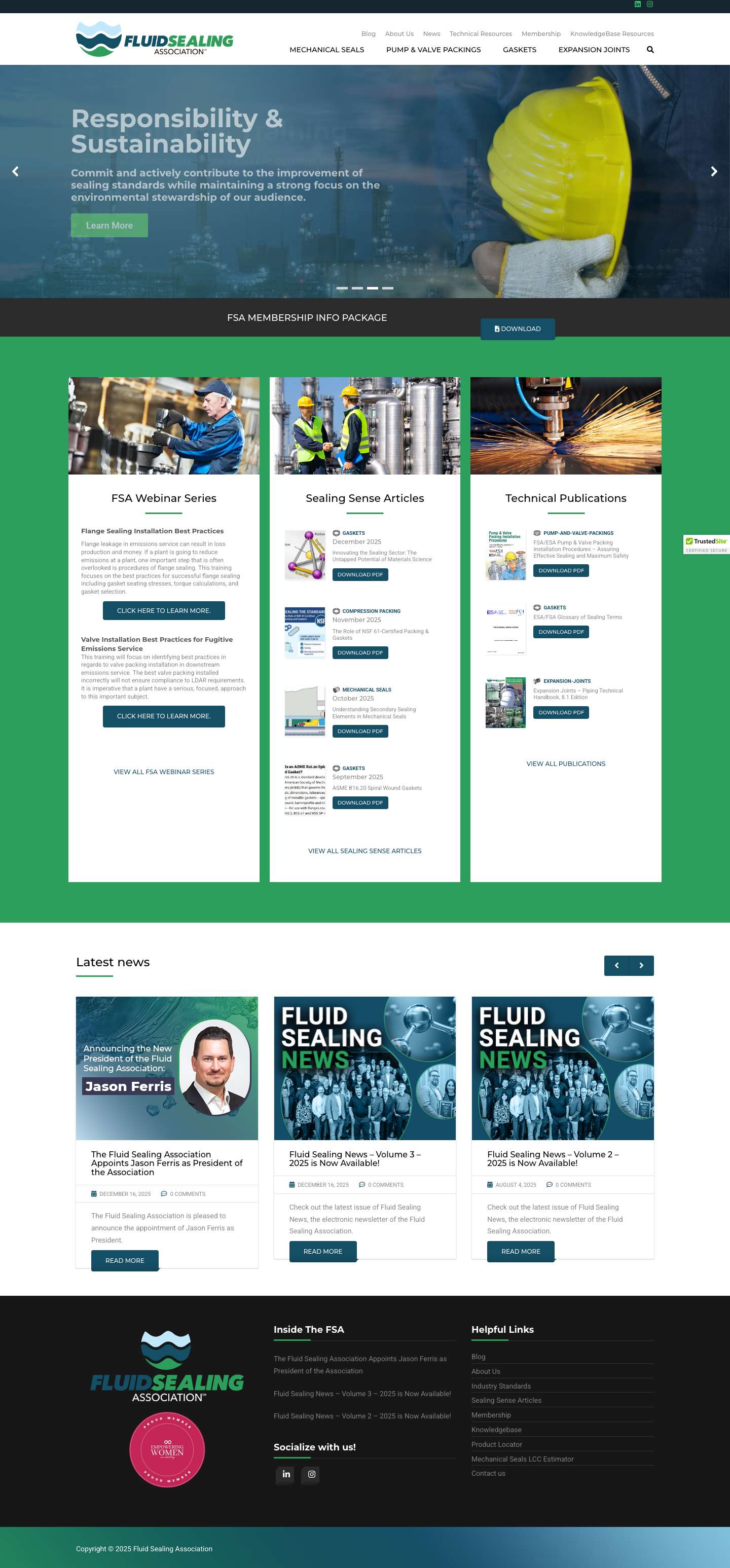 Fluid Sealing Association – Founded in 1933 - Full Screenshot