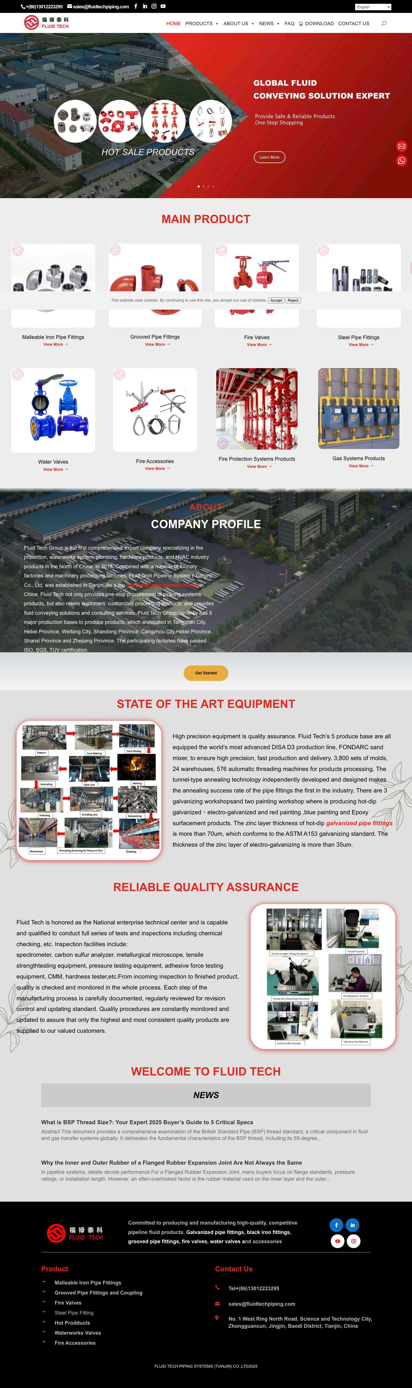 China Firefighting pipe system manufacturer and Supplier - Fire Fighting Pipe Fittings Manufacturer - Full Screenshot