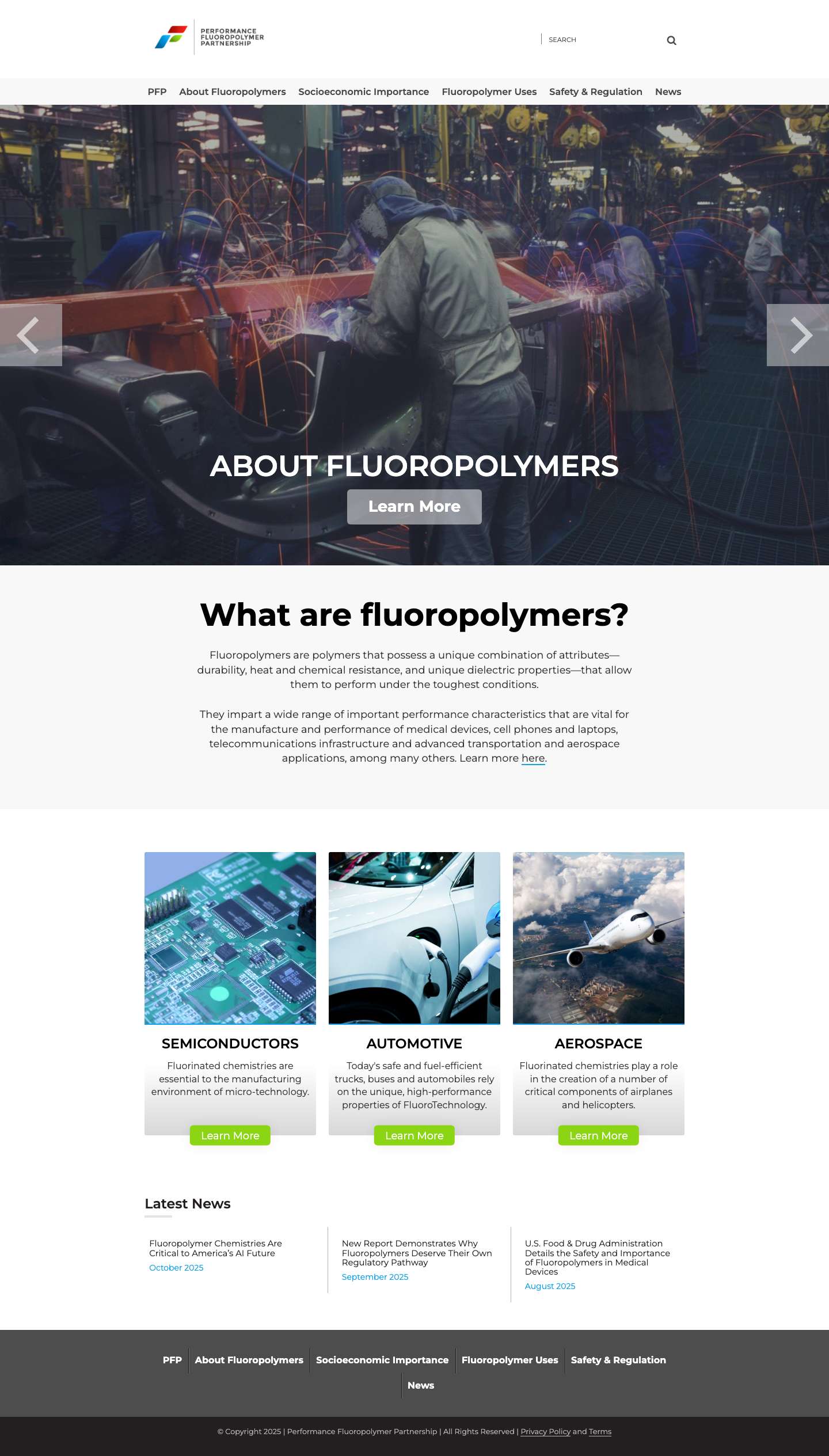 Home - Performance Fluoropolymer Partnership - Full Screenshot