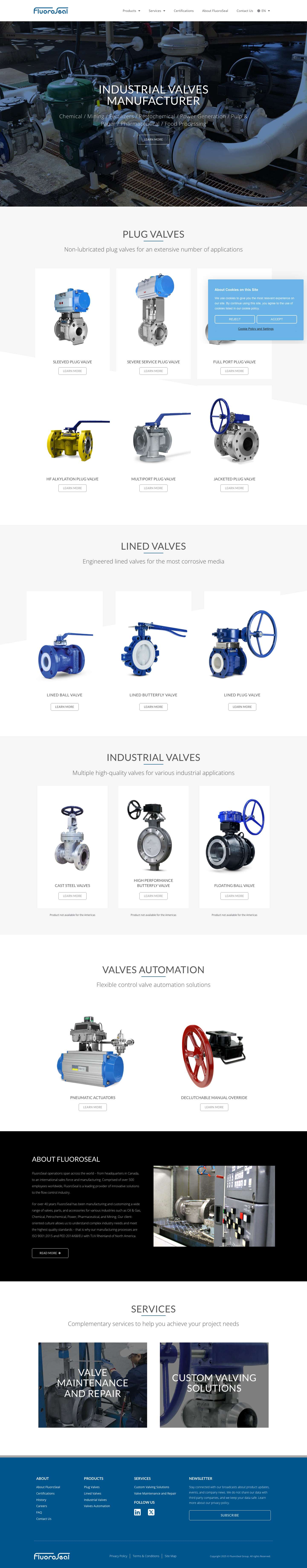 FluoroSeal | Industrial Valves Manufacturer - Full Screenshot