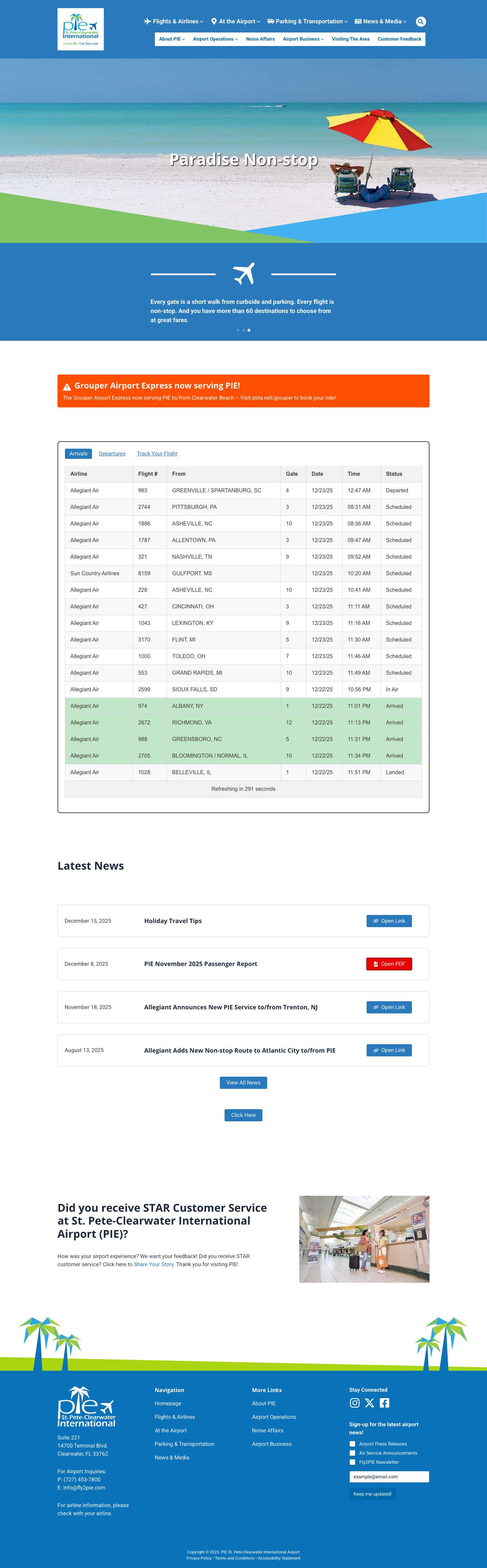 Homepage - St. Pete-Clearwater International - Full Screenshot