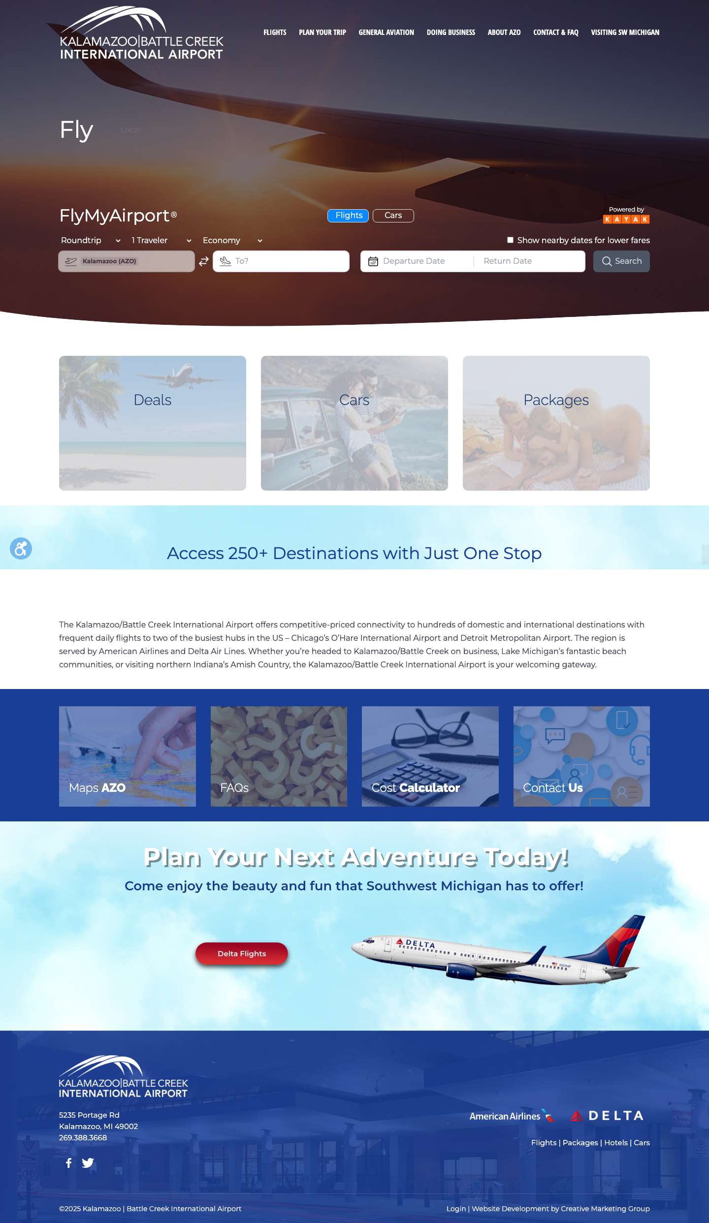 Kalamazoo/Battle Creek International Airport | Southwest Michigan - Full Screenshot