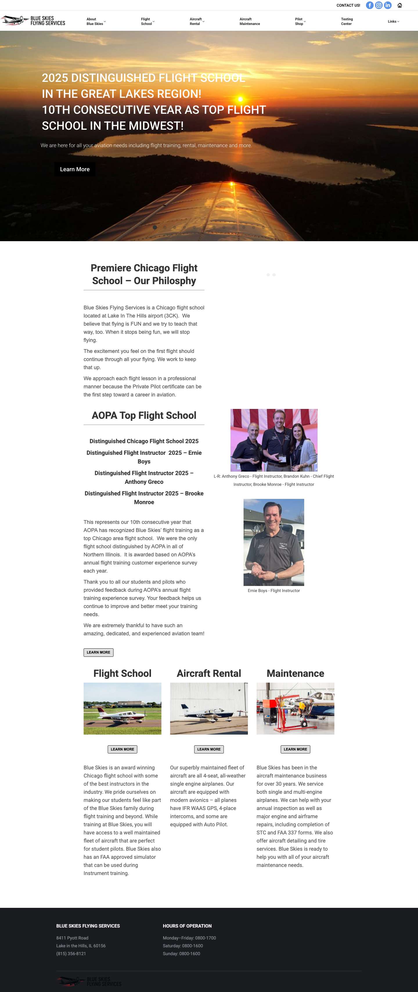 Chicago Flight School - Blue Skies Flying Services. - Full Screenshot