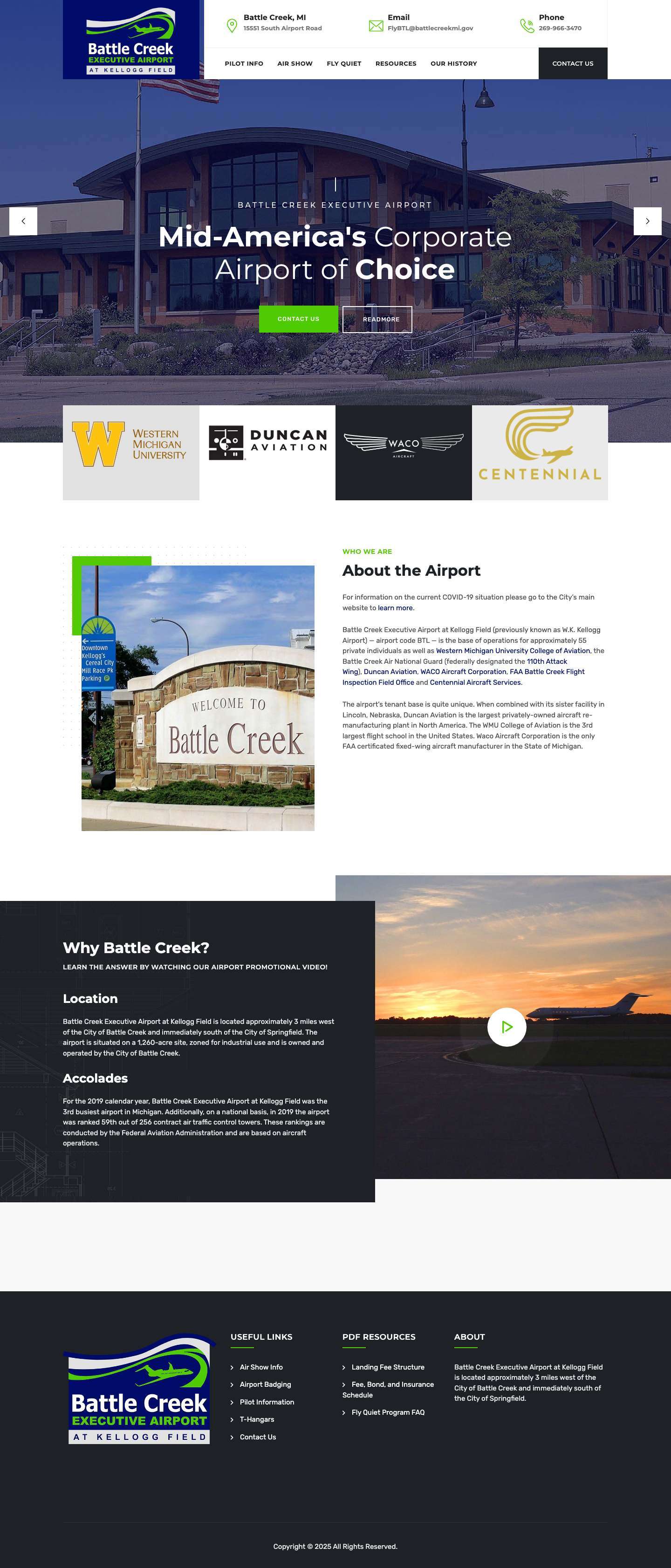 Home - Battle Creek Executive Airport - Full Screenshot