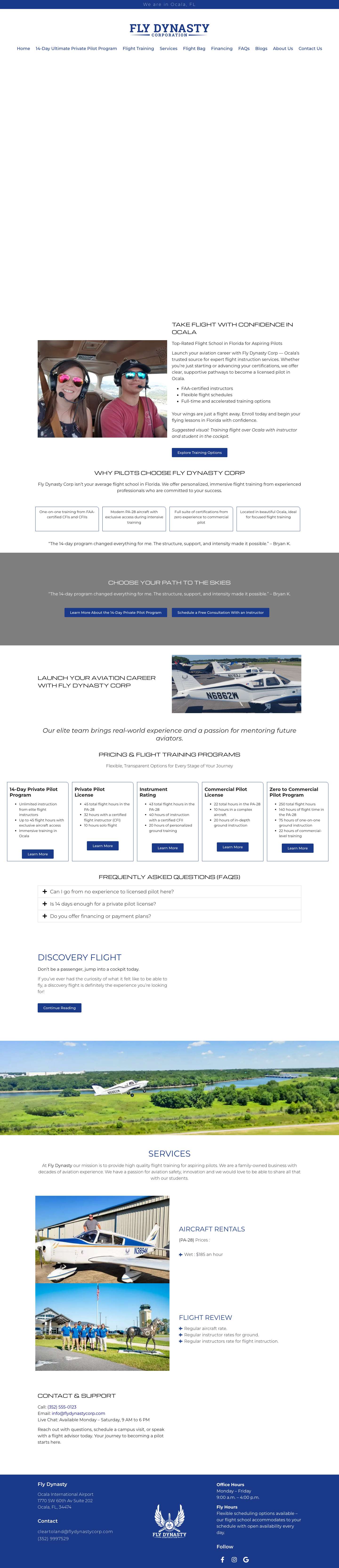 Top Ocala Flight Schools, Florida - Fly Dynasty - Full Screenshot