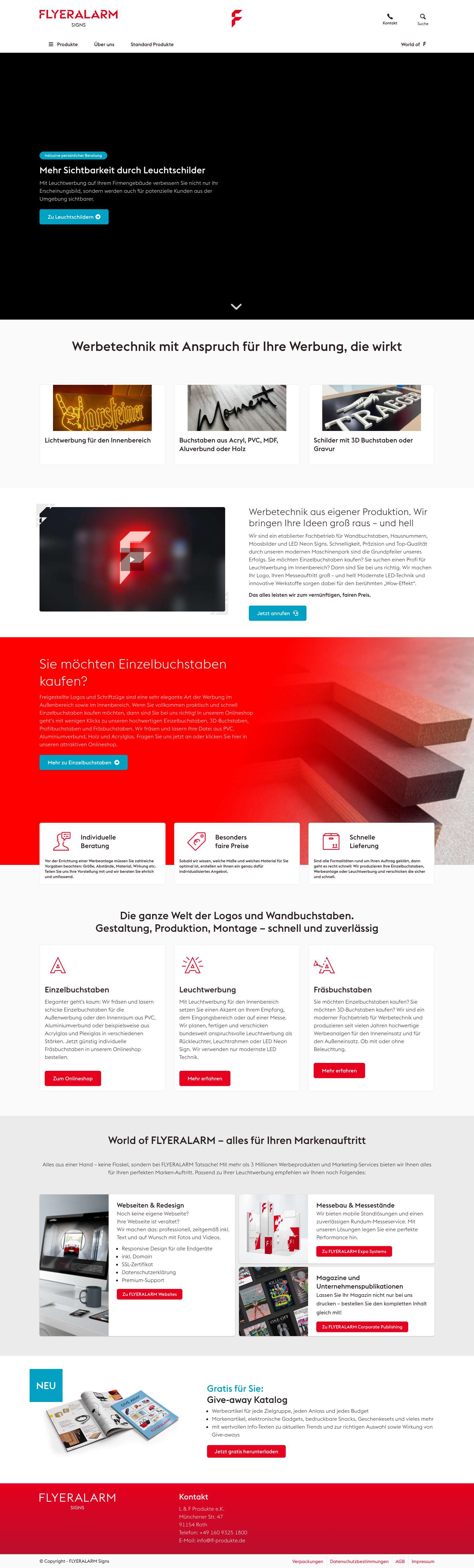 Leuchtreklame, Einzelbuchstaben | FLYERALARM Signs - Full Screenshot