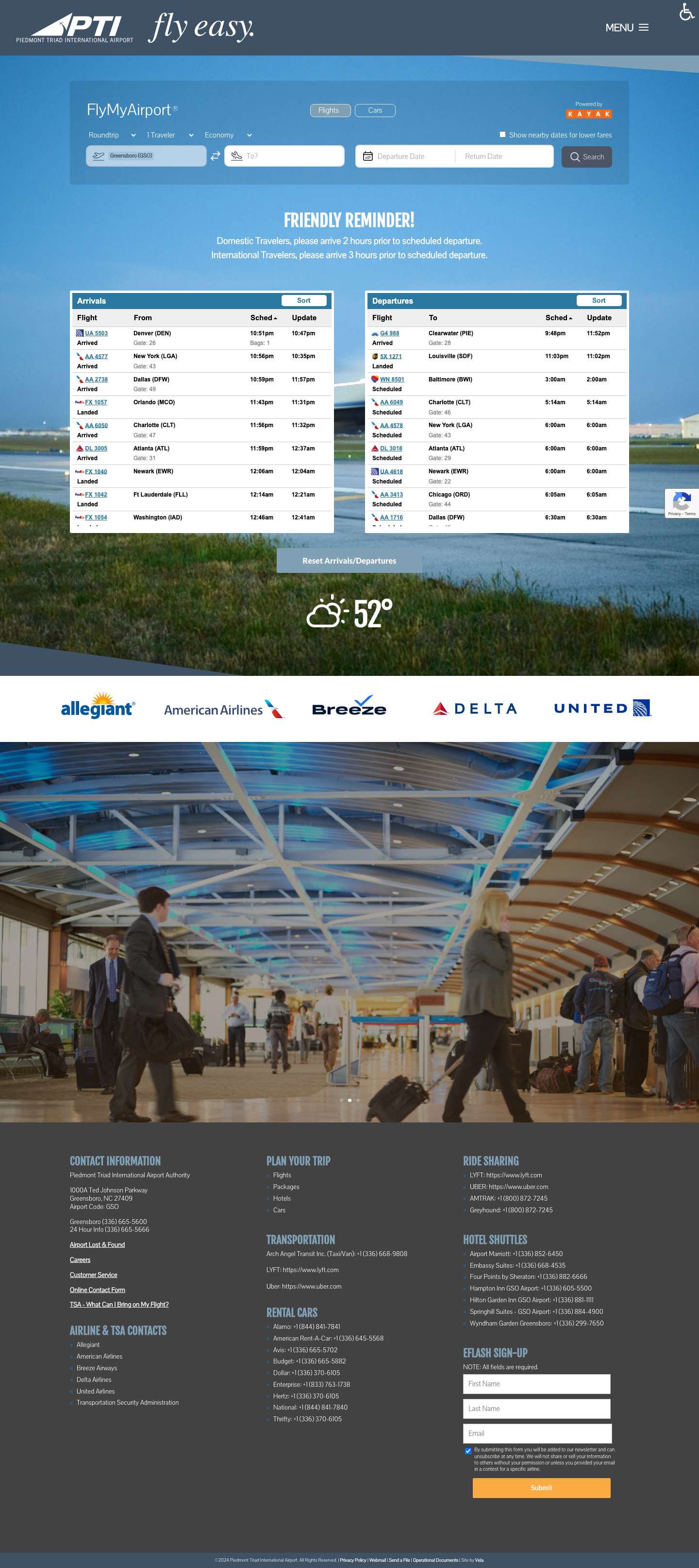 Welcome to the Piedmont Triad International Airport — Piedmont Triad International Airport - Full Screenshot