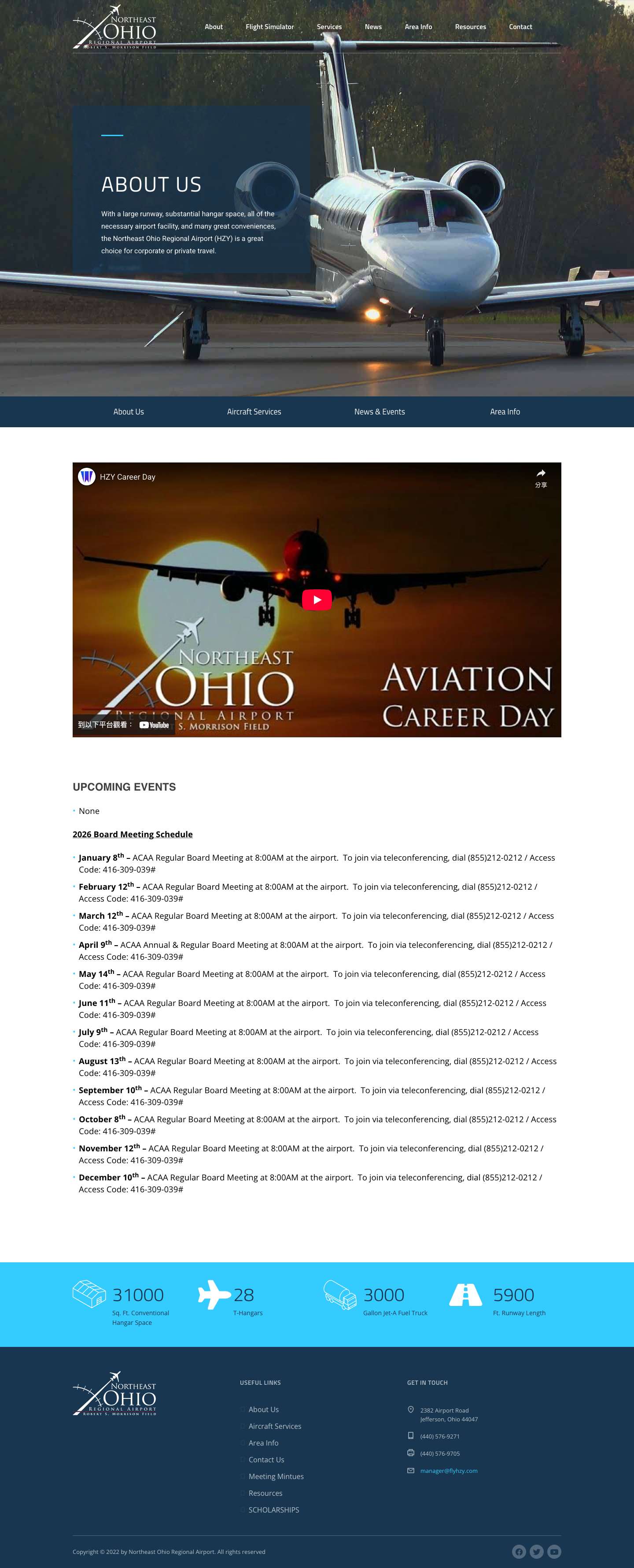 Home - Northeast Ohio Regional Airport - Full Screenshot
