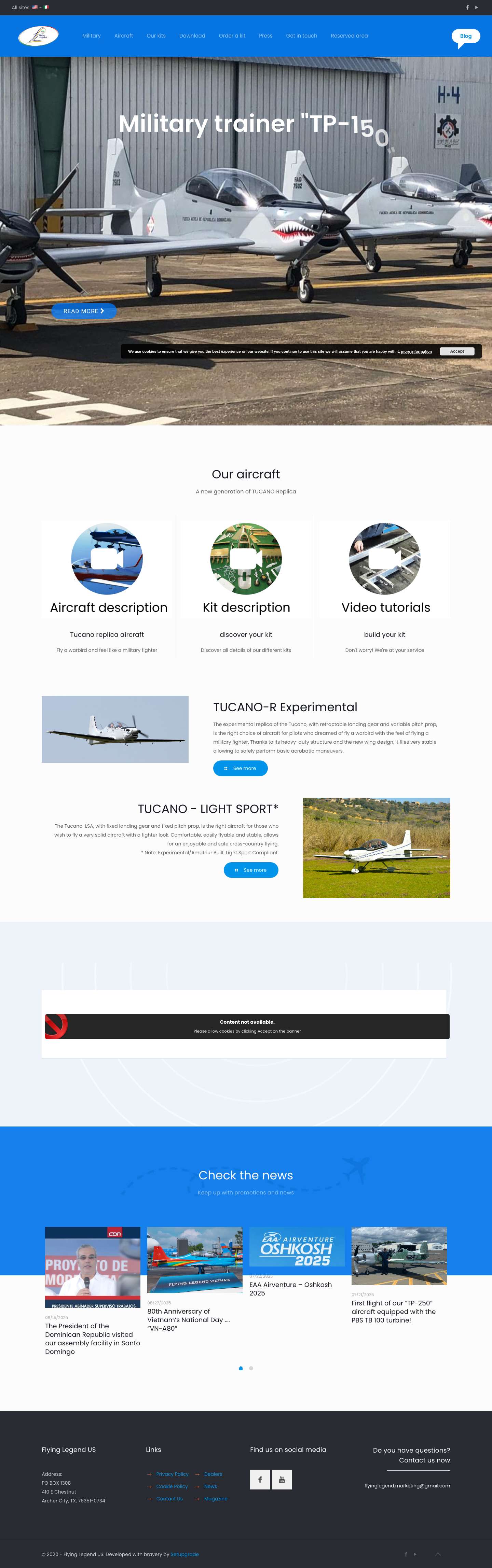 Flying Legend - the TUCANO Replica aircraft build company - Full Screenshot