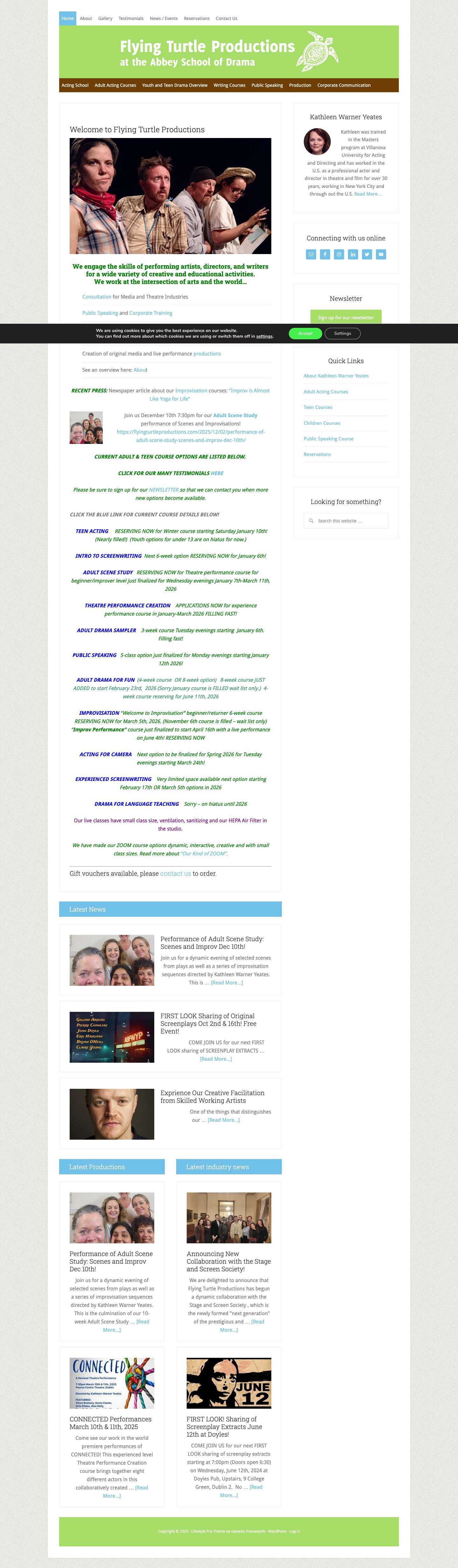 Flying Turtle Productions – at the Abbey School of Drama, DublinEmailFacebookInstagramLinkedInTwitterYouTube - Full Screenshot