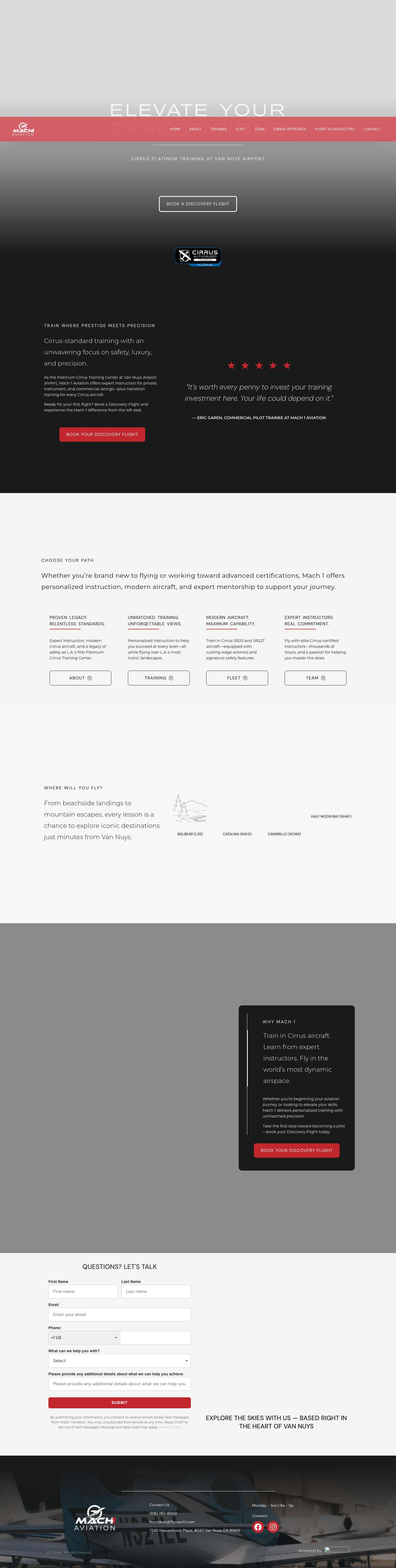 Cirrus Flight Training | Mach 1 Aviation at Van Nuys Airport - Full Screenshot