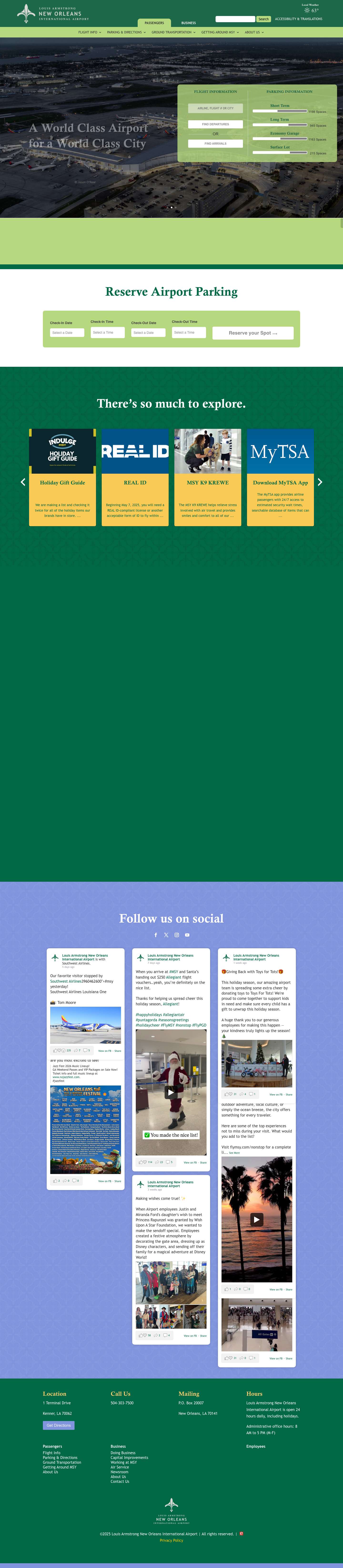 Official Home - Louis Armstrong New Orleans International AirportComments Box SVG icons - Full Screenshot