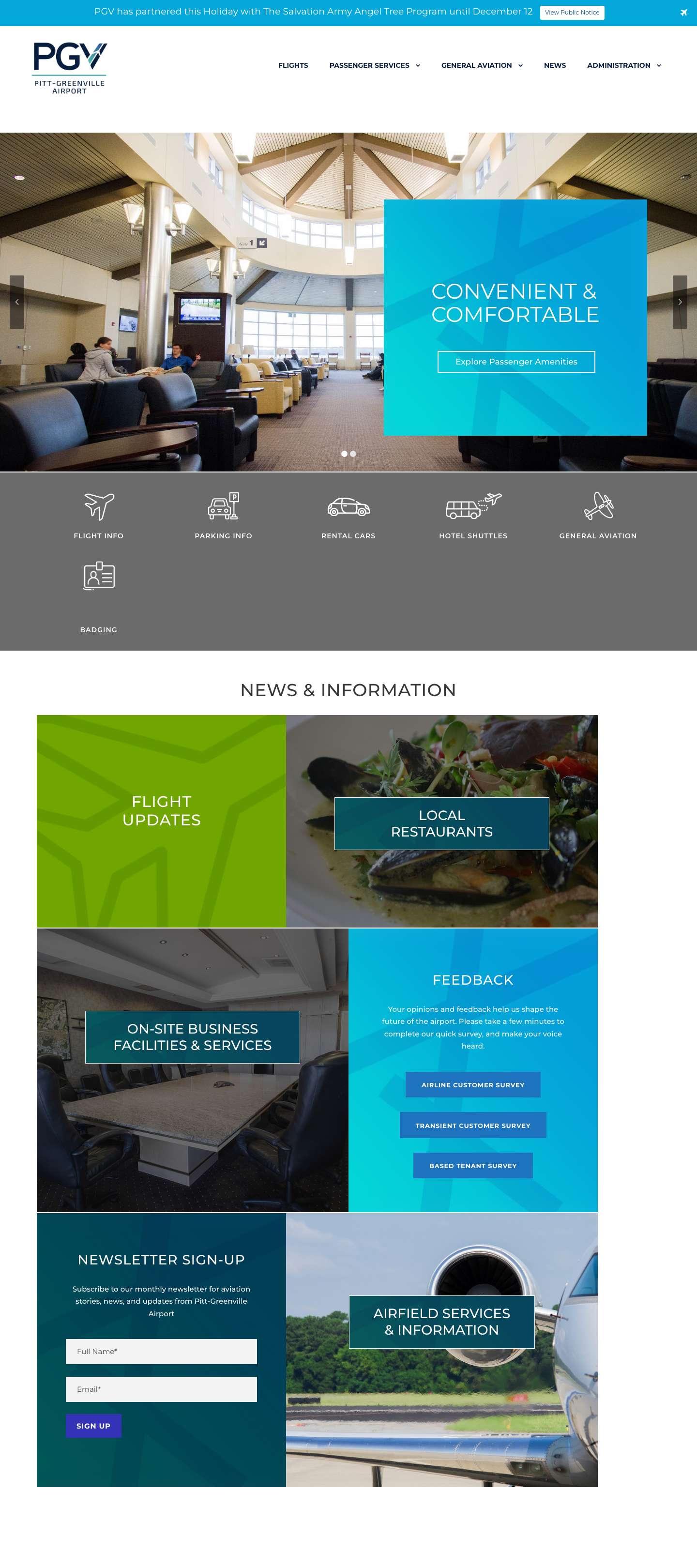 Pitt-Greenville Airport | Fly PGV | Greenville, North Carolina - Full Screenshot