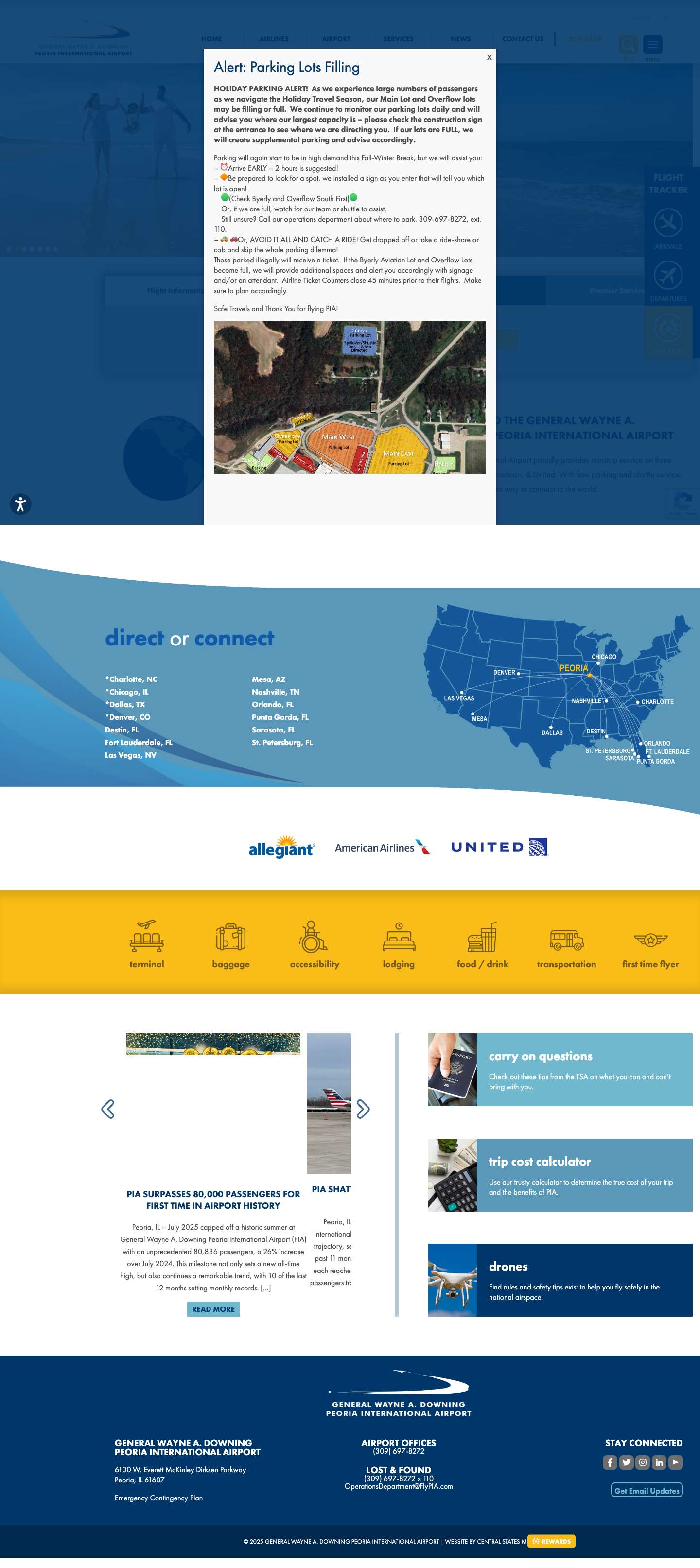 Homepage - Peoria International Airport - Full Screenshot