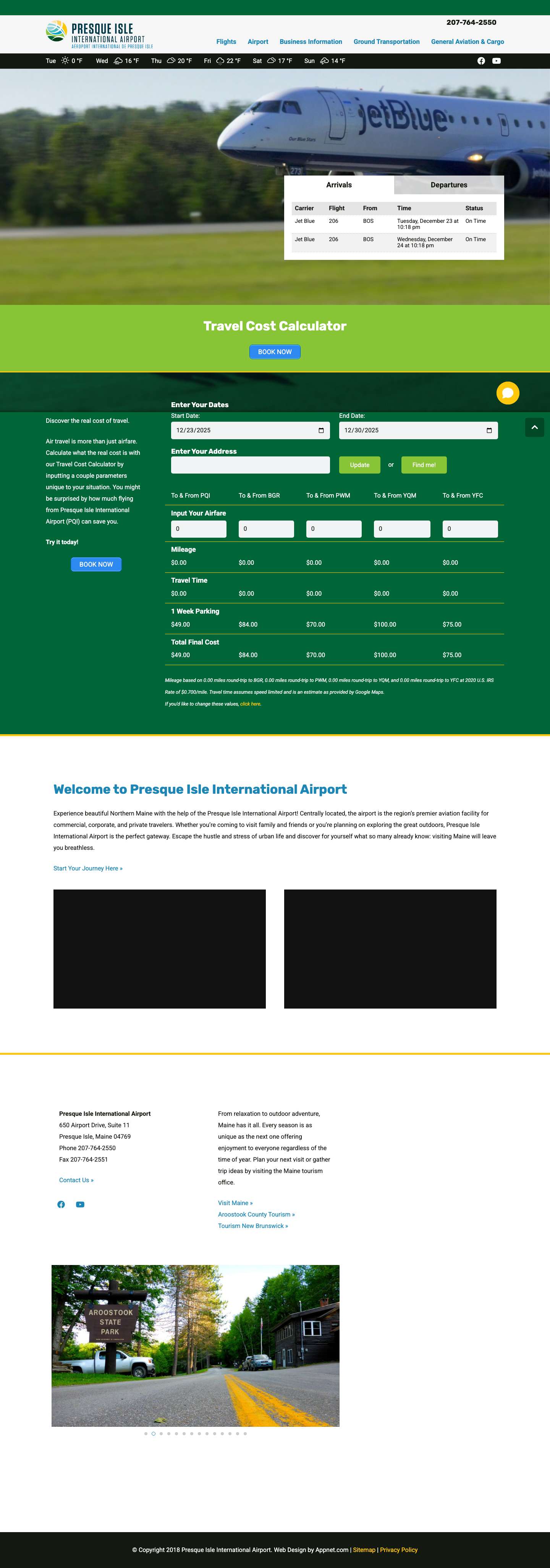 Fly Presque Isle | Maine International Airport - Full Screenshot