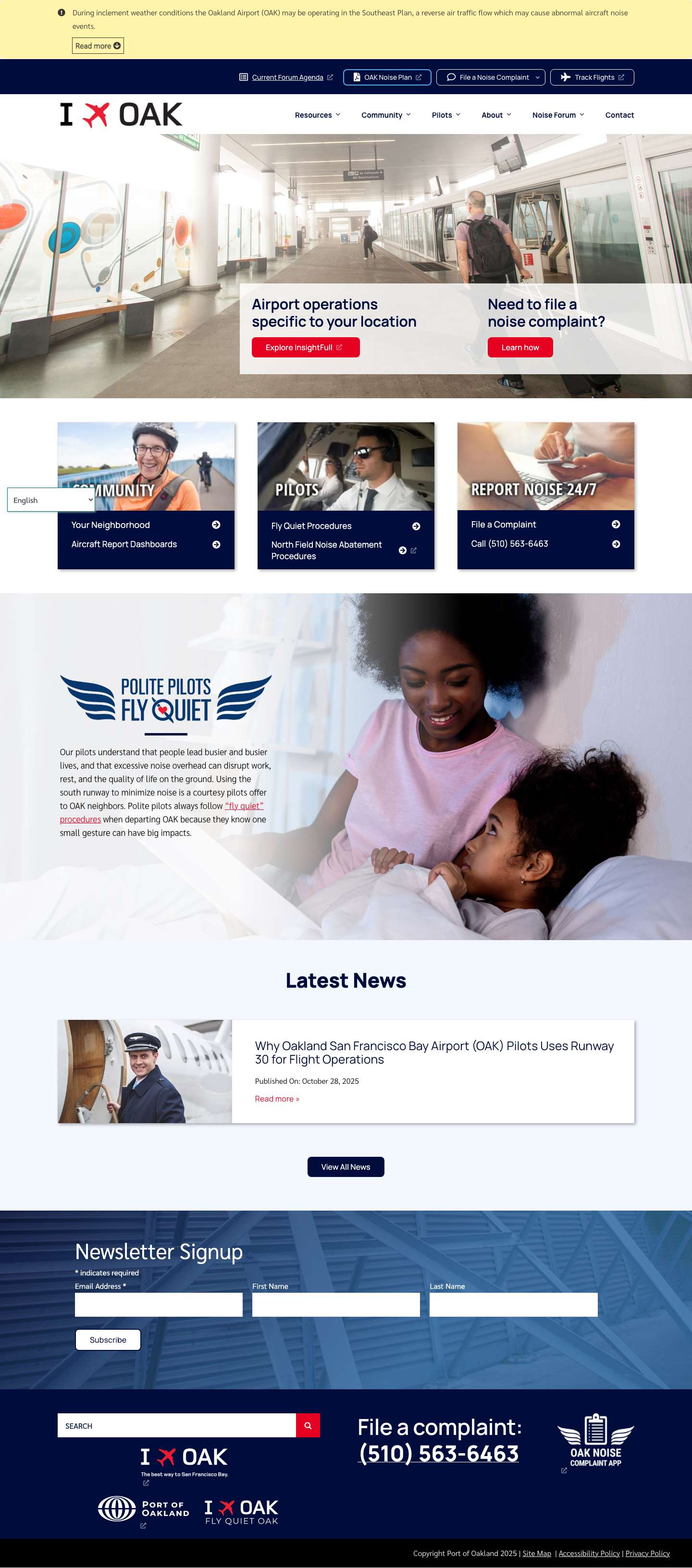 Oakland San Francisco Bay Airport (OAK) Noise Abatement – Fly Quiet OAK - Full Screenshot