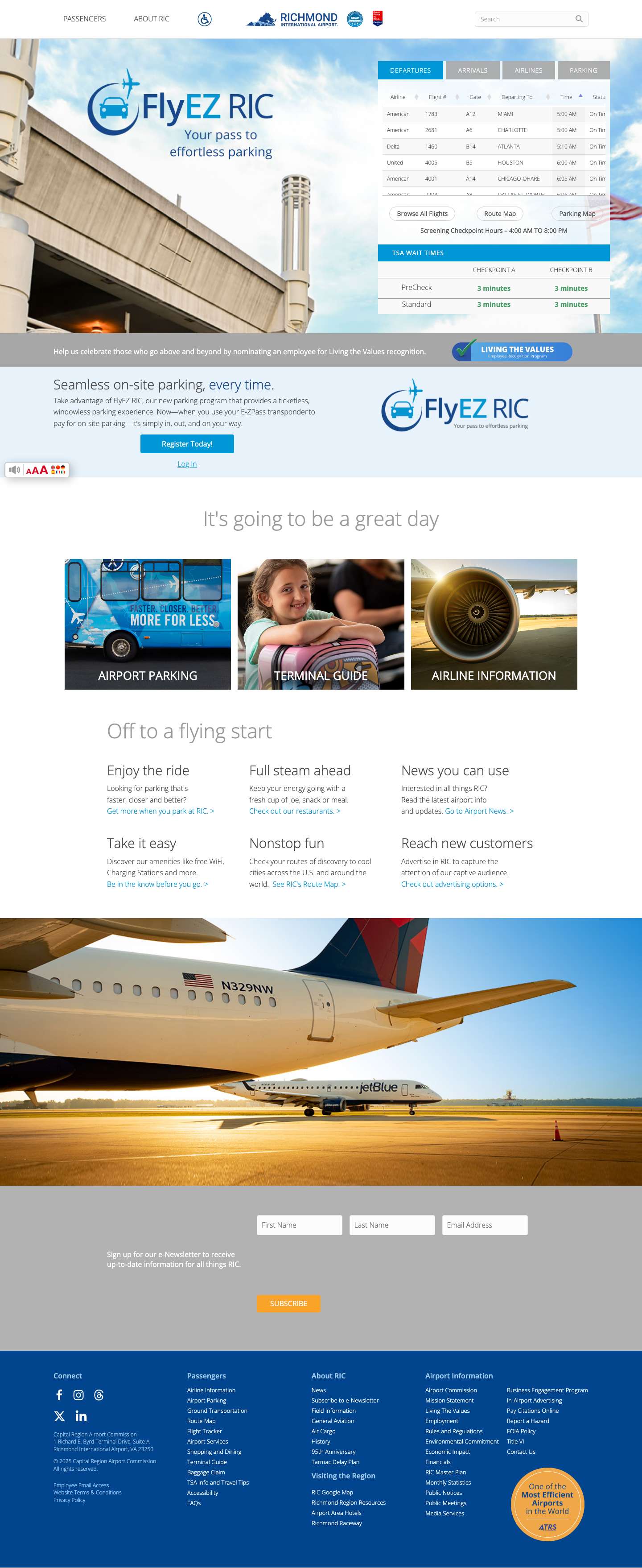 Home - Richmond International Airport - Full Screenshot