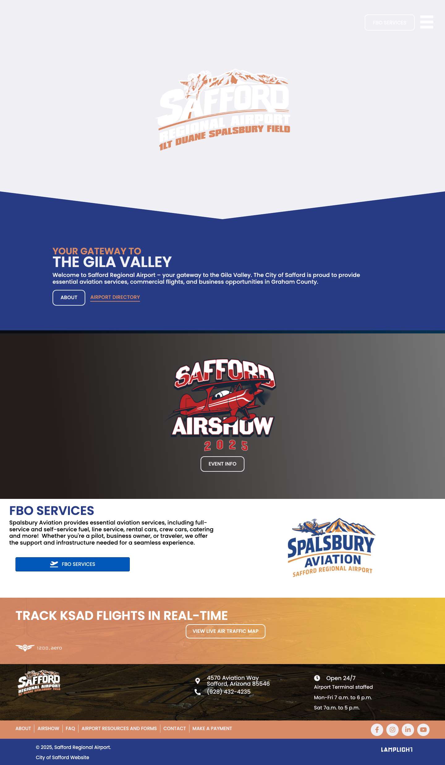 Safford Regional Airport | Commercial Flights, Aircraft Services & Business Development in AZ - Full Screenshot
