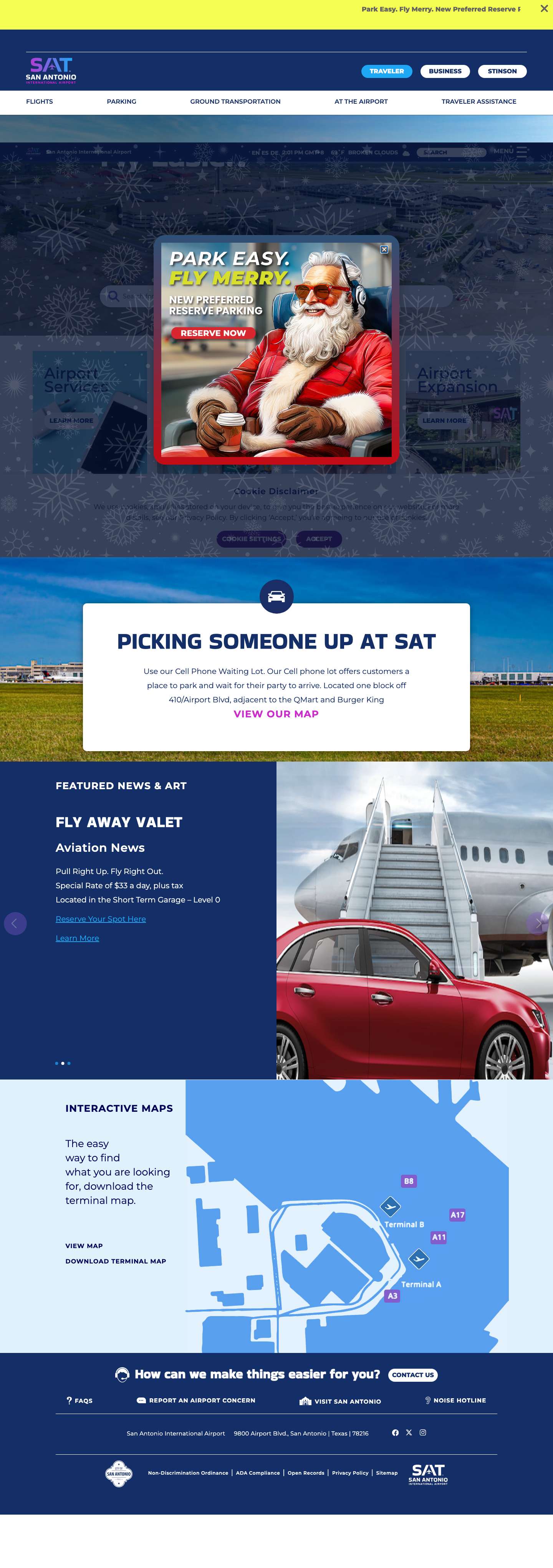 Home - San Antonio International AirportFacebookTwitterInstagram - Full Screenshot