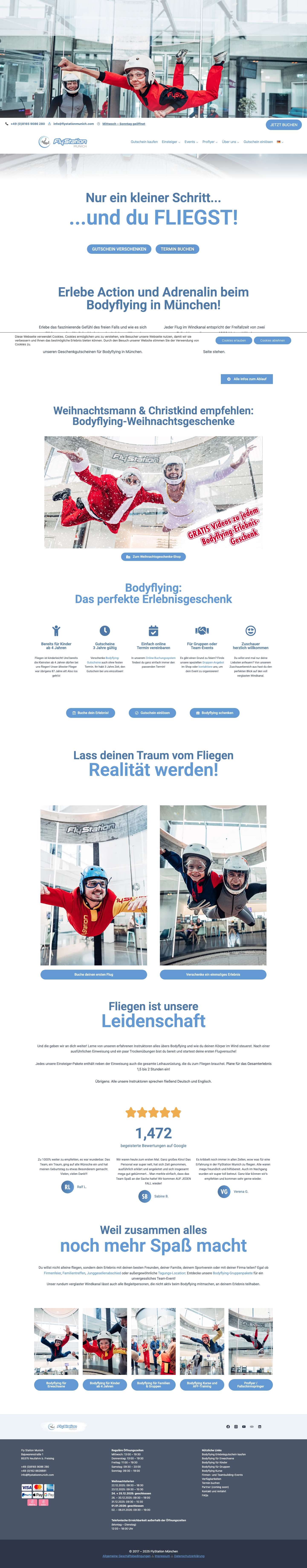 Bodyflying in München - Indoor Skydiving - FlyStation MünchenErweiternErweiternErweiternErweiternErweiternMenü ein-/ausklappenFacebookInstagramYouTubeTrip AdvisorLinkedInScroll nach obenScroll nach obenErweiternErweiternErweiternErweiternErweitern - Full Screenshot