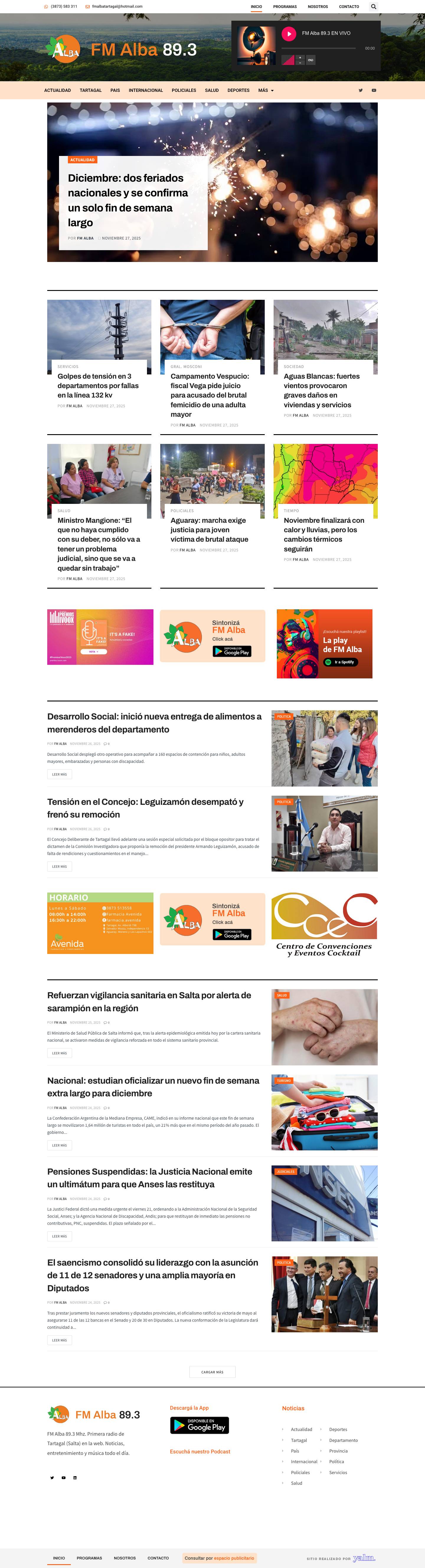 FM Alba 89.3 Mhz Tartagal, Salta – ¡Escuchanos en vivo! - Full Screenshot