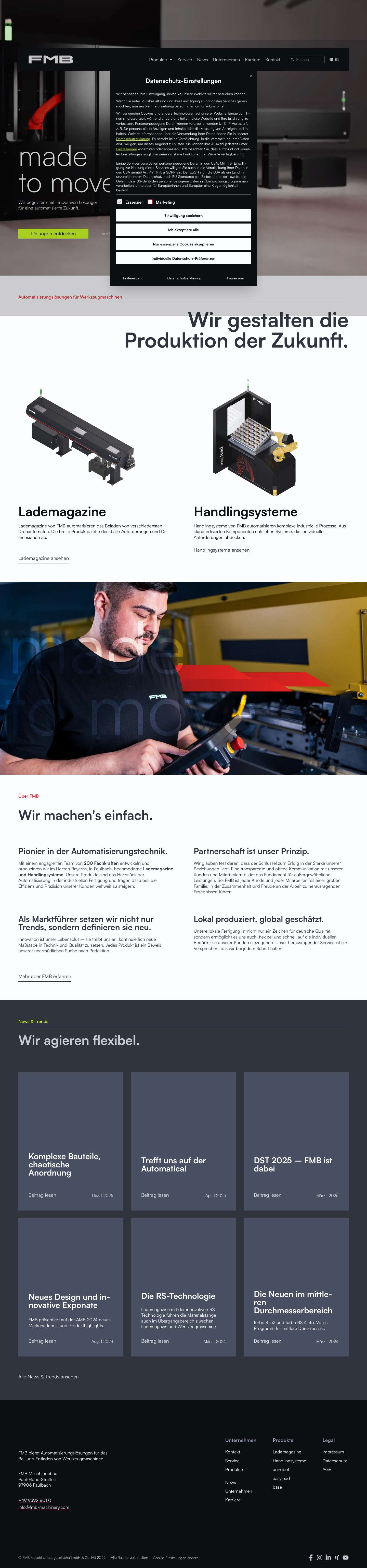 Automatisierungslösungen für Werkzeugmaschinen • FMB - Full Screenshot