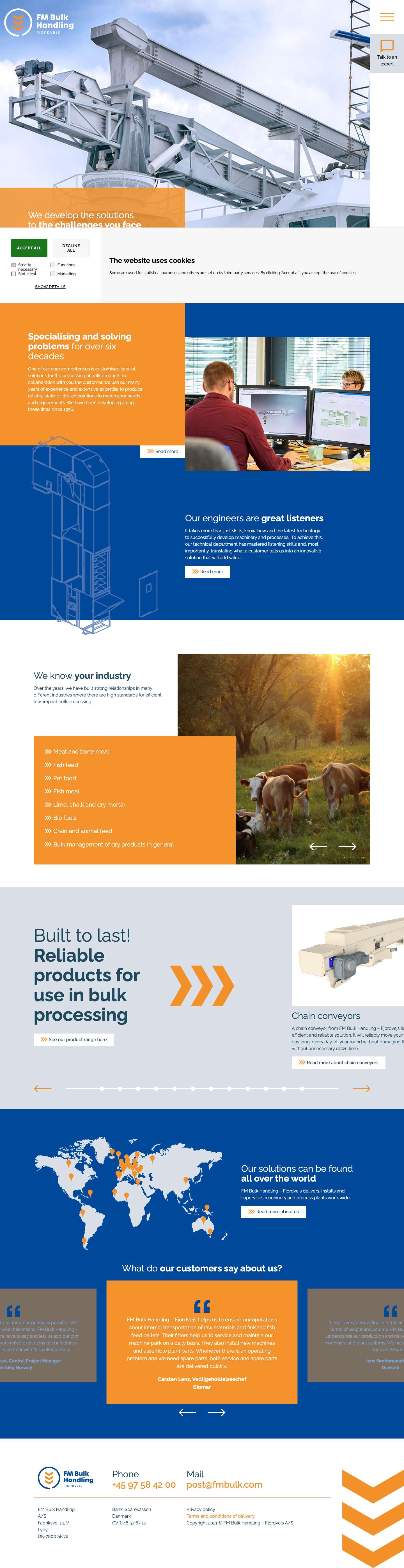 Efficient transport systems for dry goods | FM Bulk Handling - Full Screenshot