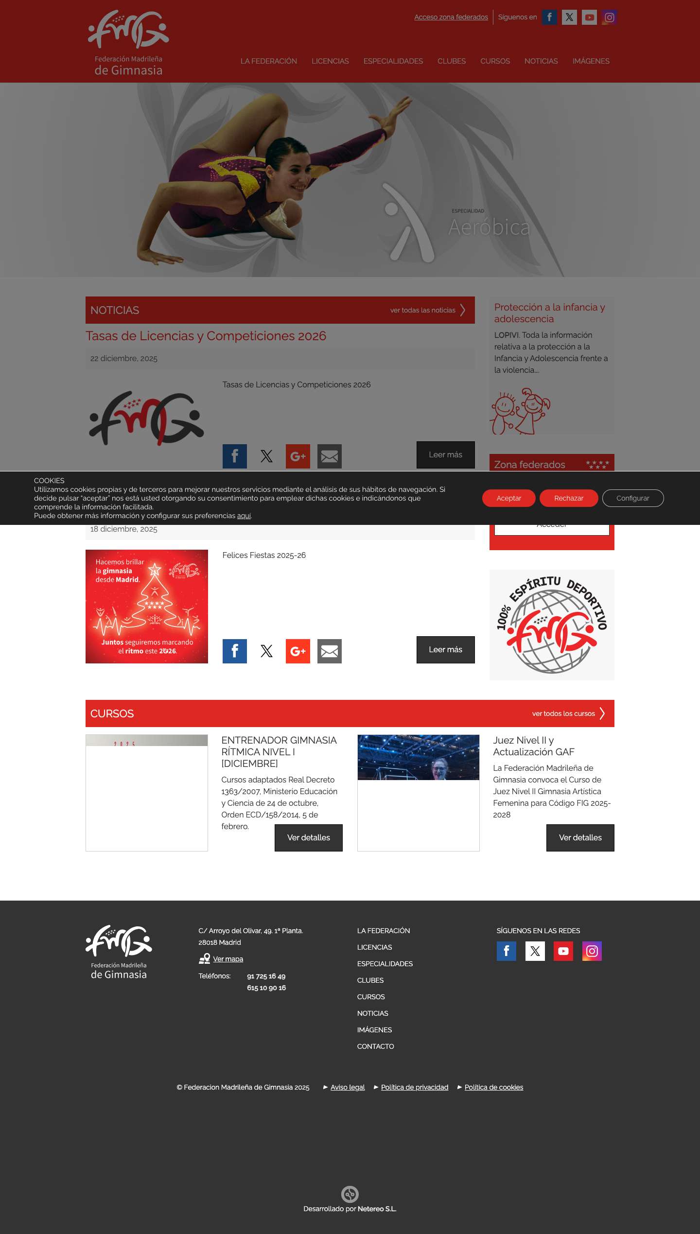 Home - FMG - Federación Madrileña de Gimnasia - Full Screenshot