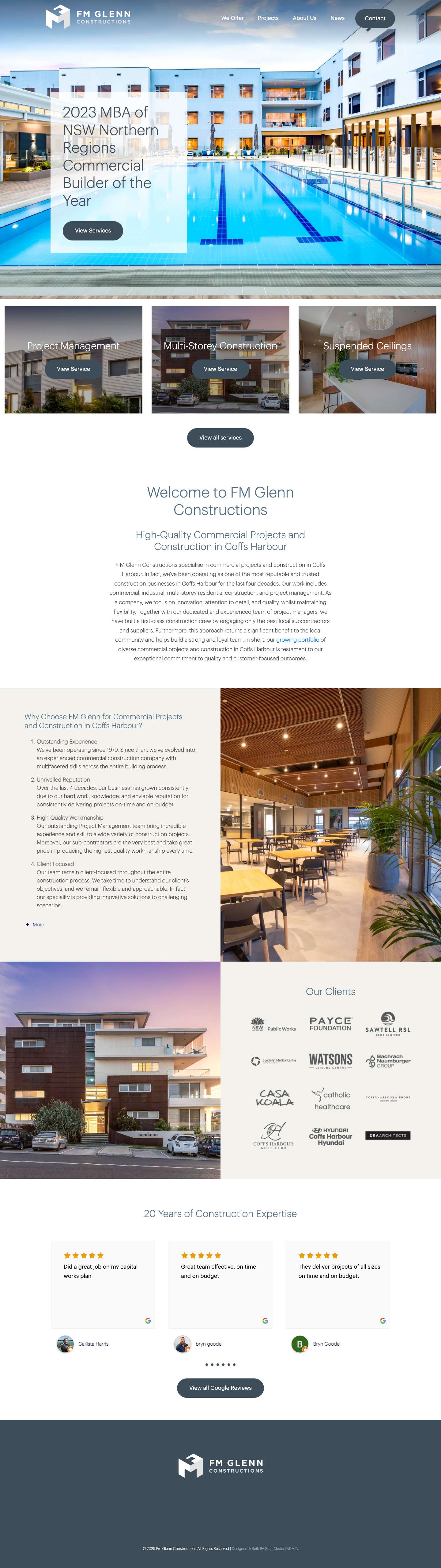 Commercial Projects and Construction in Coffs Harbour - Full Screenshot