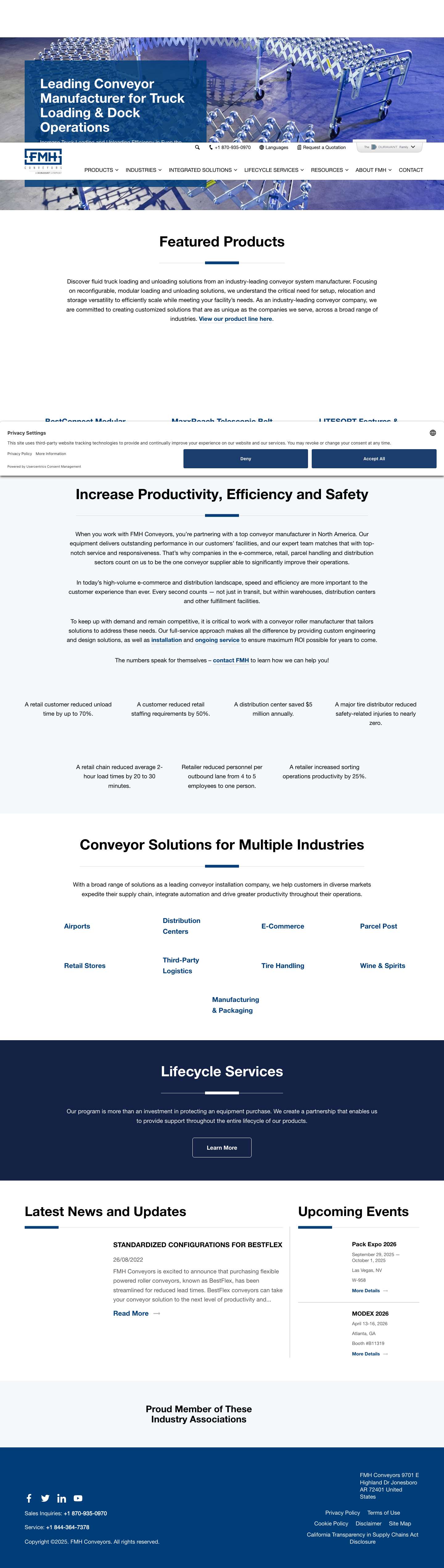 FMH Conveyors | Conveyor Manufacturer & Material Handling Supplier - Full Screenshot