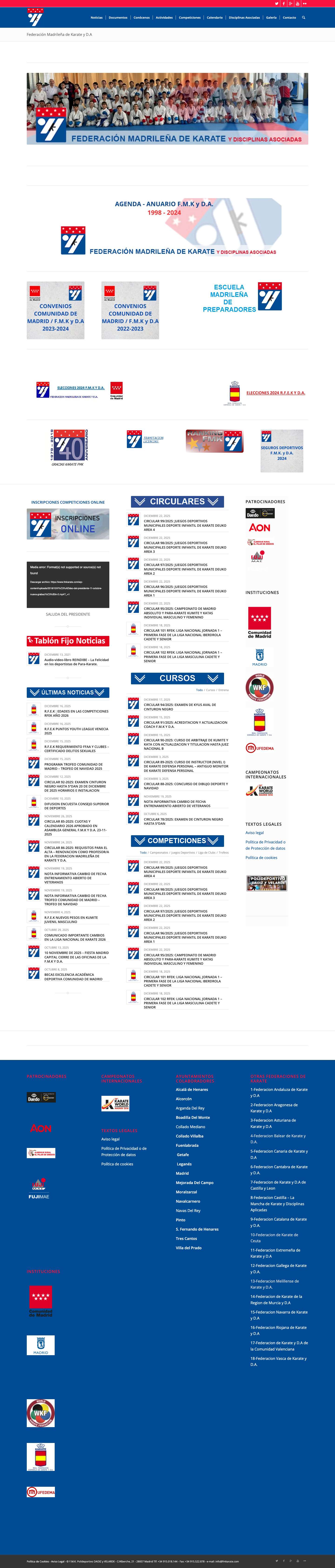Federación Madrileña de Karate y D.A - fmkarate.com - Full Screenshot
