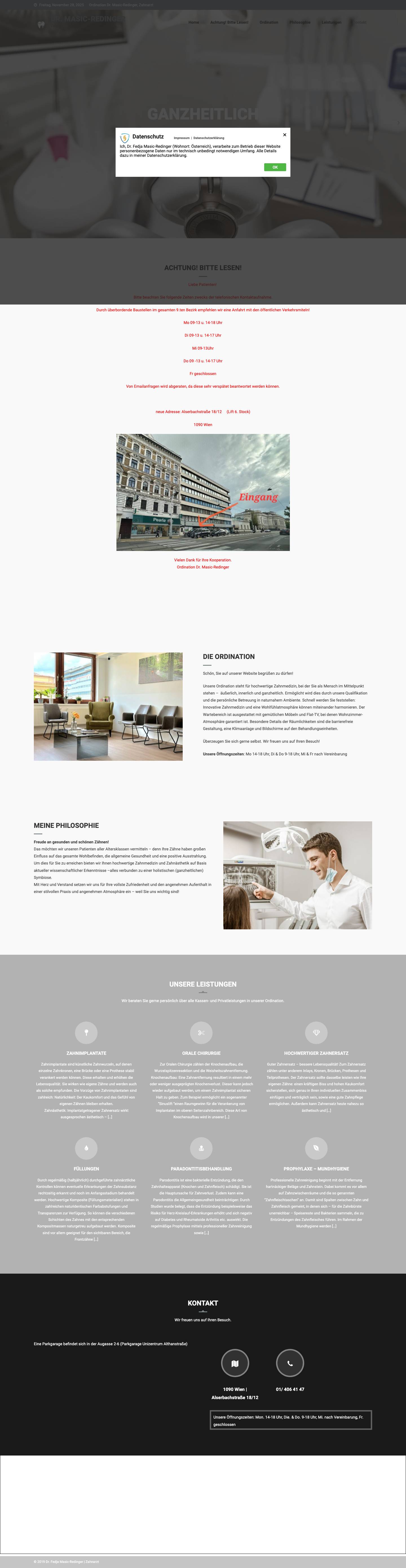 Dr. Masic-Redinger – Zahnarzt - Full Screenshot