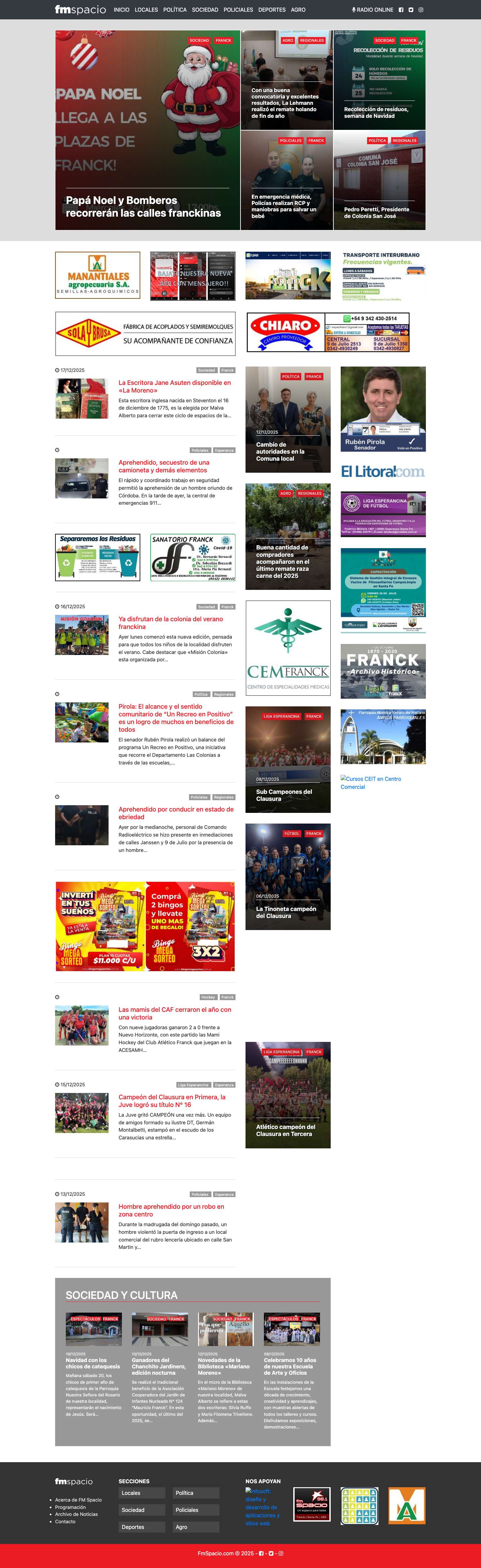 FM Spacio 98.1 - Franck - Santa Fe - Argentina : Toda la actualidad de Franck - Santa Fe - Argentina - Full Screenshot