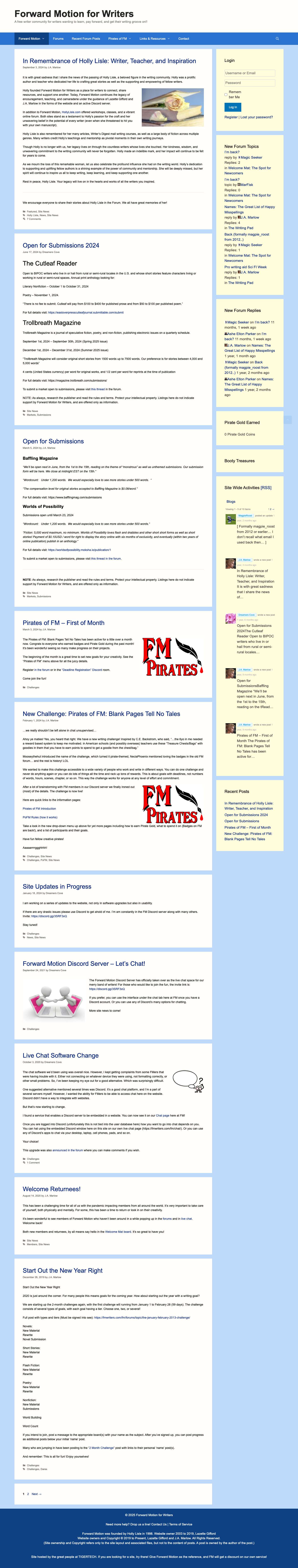 Forward Motion for Writers – A free writer community for writers wanting to learn, pay forward, and get their writing groove on!! - Full Screenshot