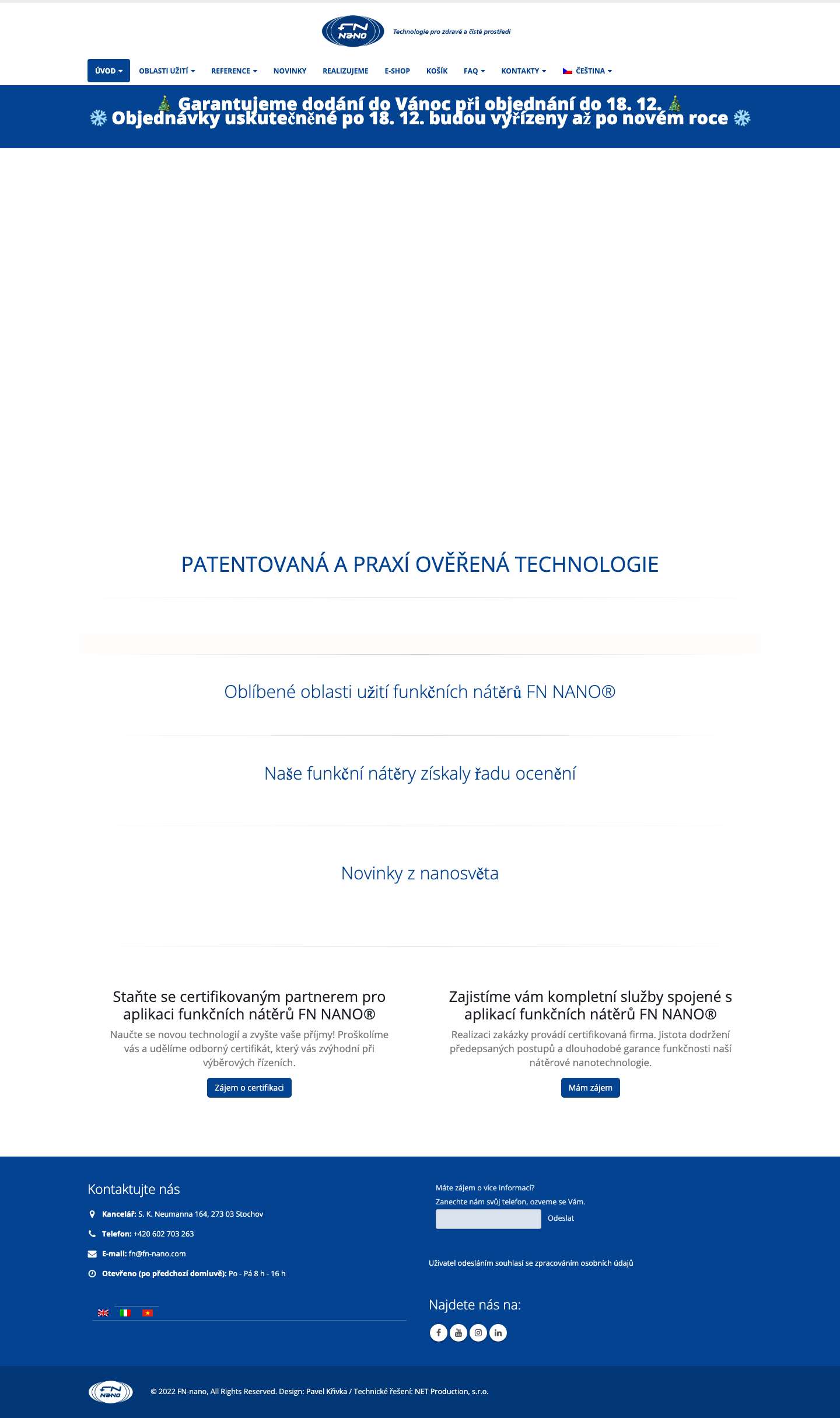 FN NANO – Fotokatalytické funkční nátěry FN NANO® - Full Screenshot