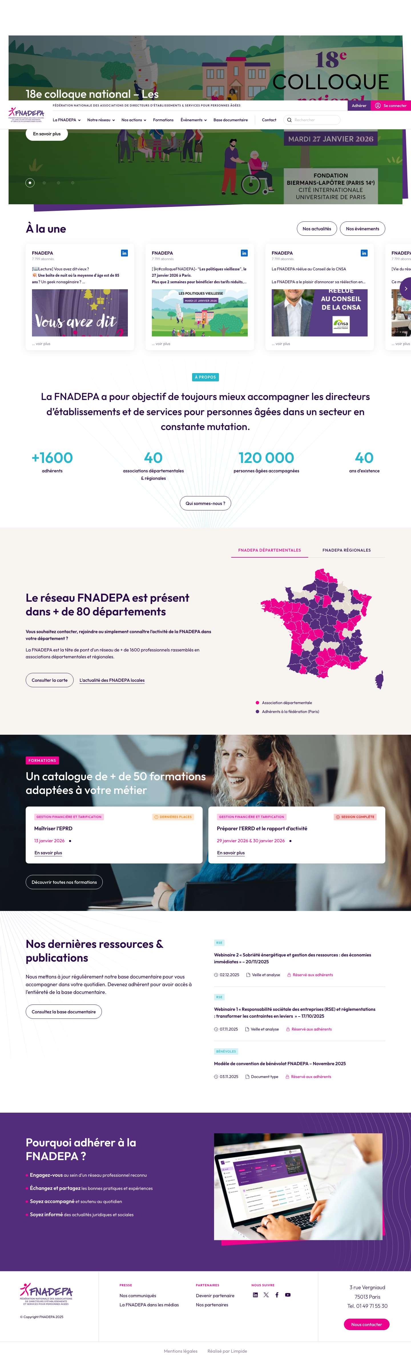 Fédération nationale des associations de directeurs d'établissements et services pour personnes âgées - FNADEPA - Full Screenshot