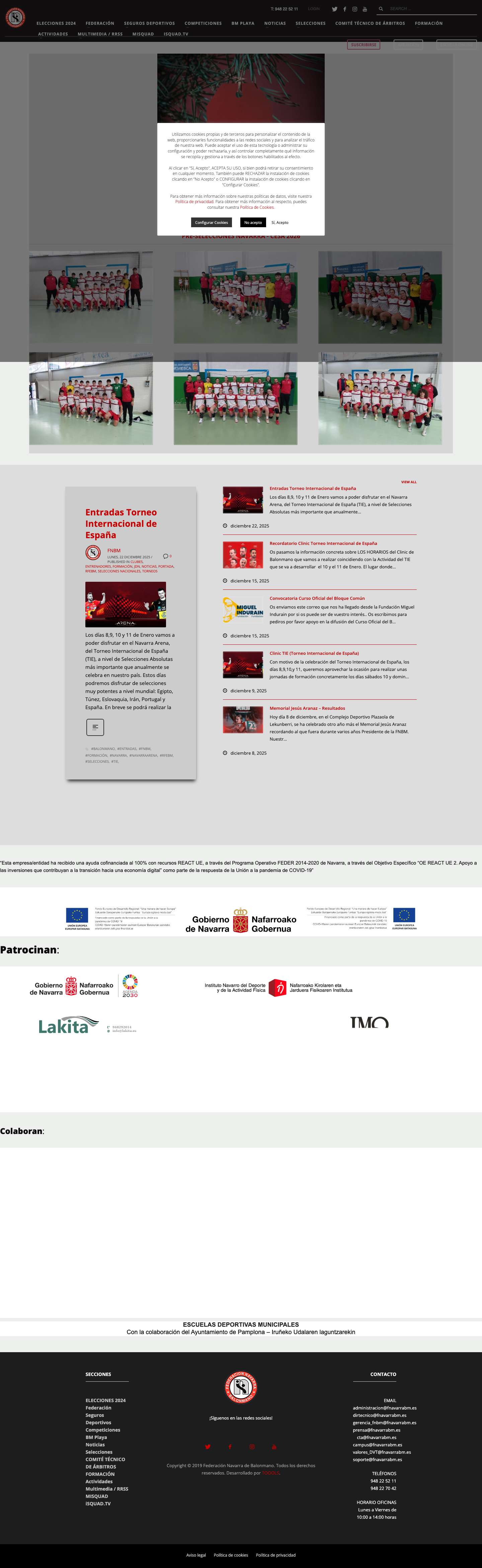 Portada - Federación Navarra de Balonmano - Full Screenshot