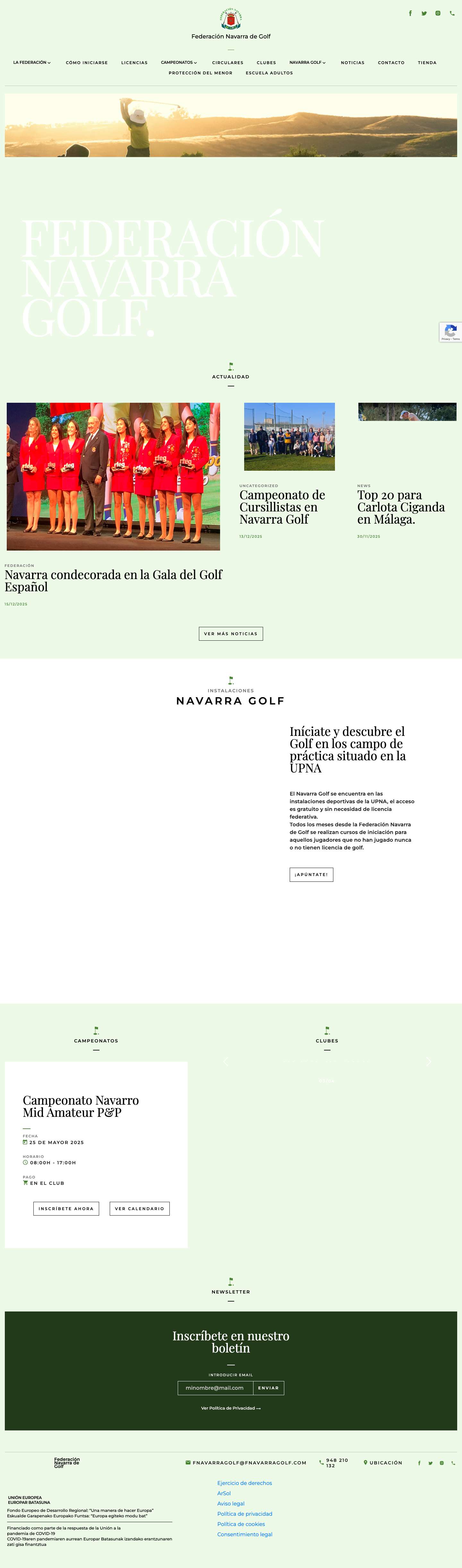 Federación Navarra de golf - Full Screenshot
